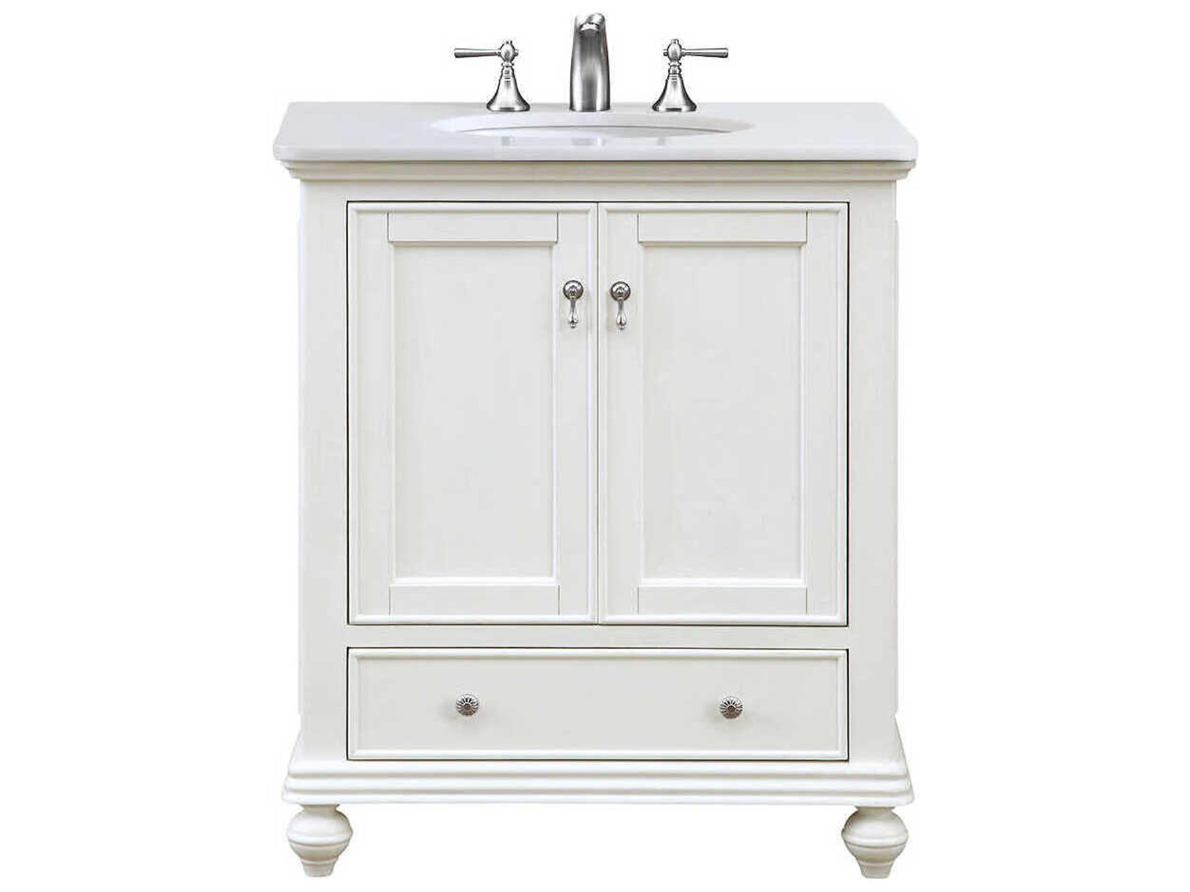 Otto Antique White 30" Vanity with Ivory White Quartz Countertop