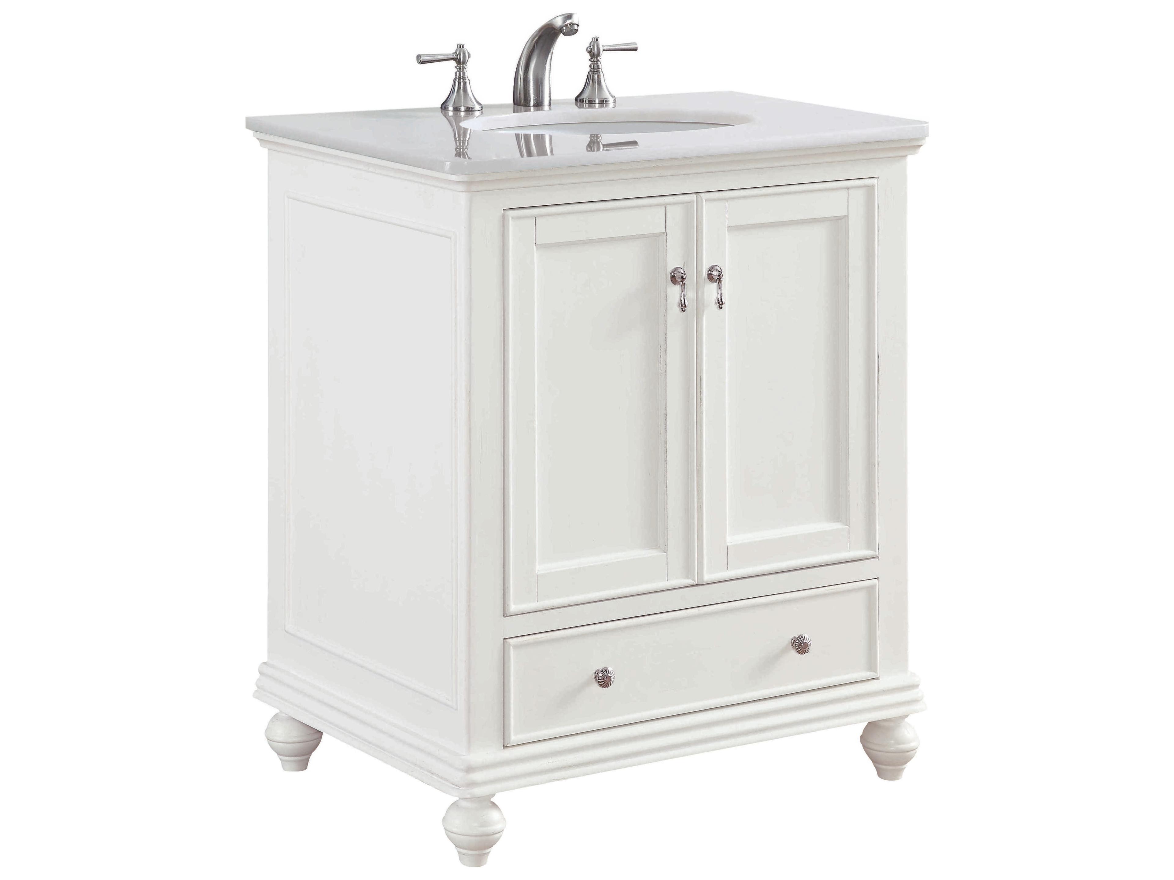 Elegant Lighting Otto Antique White 30" Vanity with Ivory White Quartz Countertop