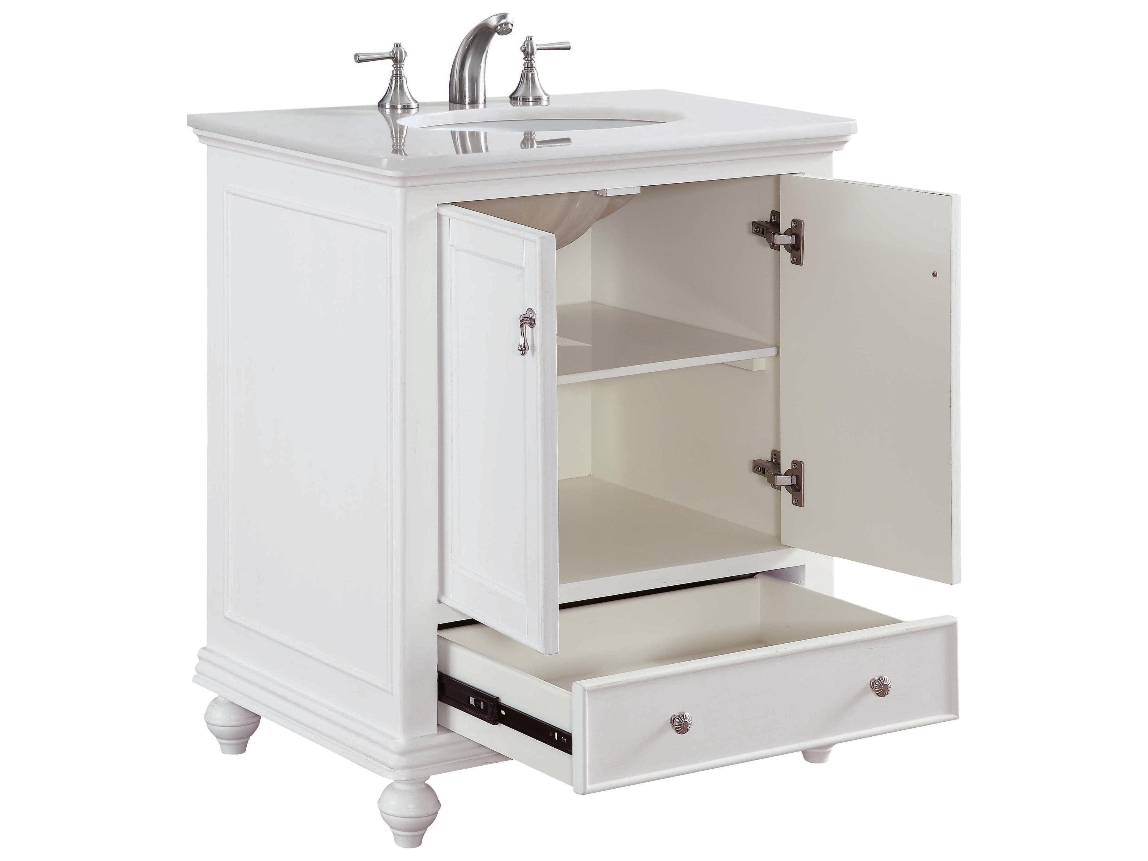 Elegant Lighting Otto Antique White 30" Vanity with Ivory White Quartz Countertop