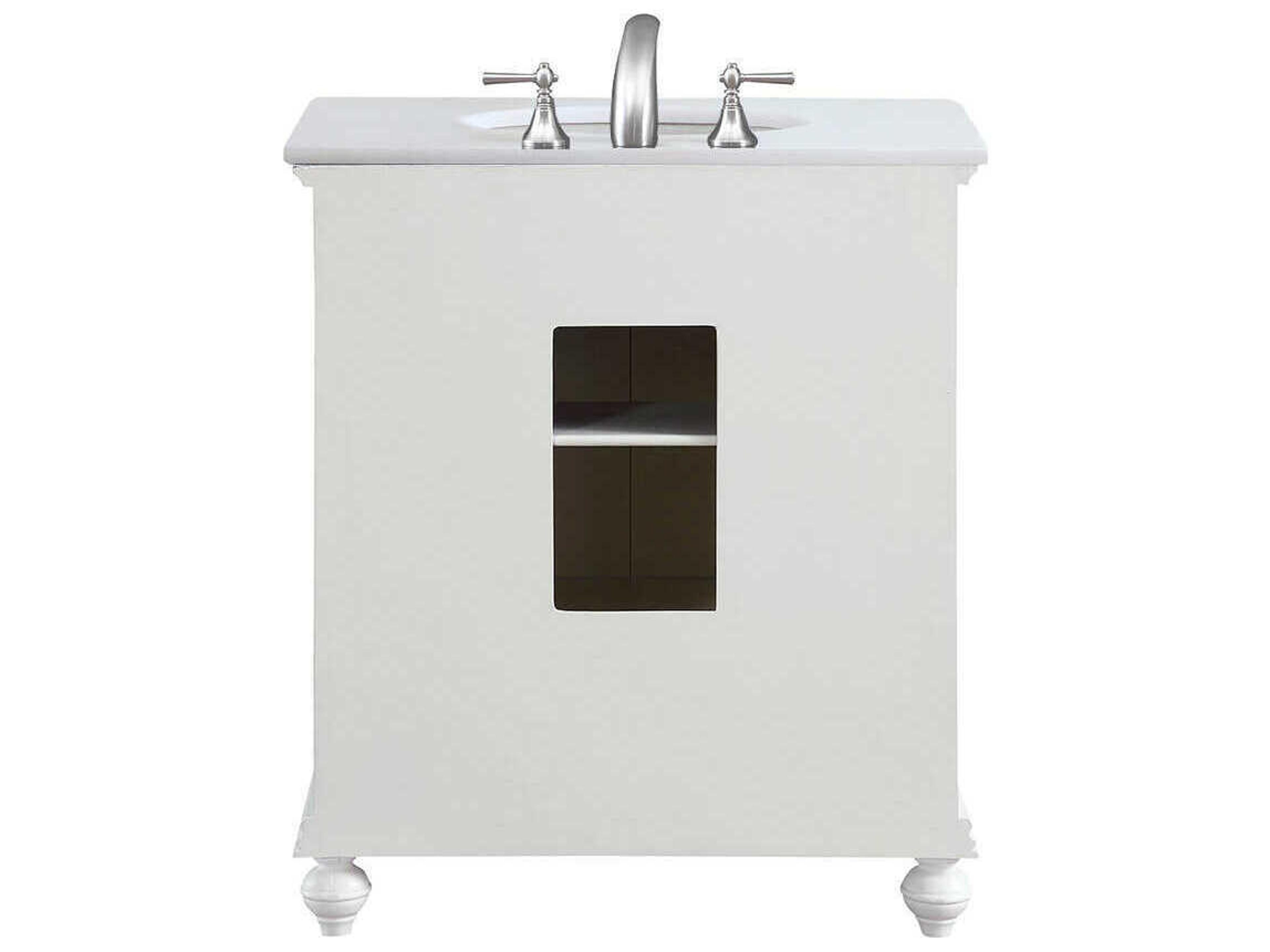Elegant Lighting Otto Antique White 30" Vanity with Ivory White Quartz Countertop