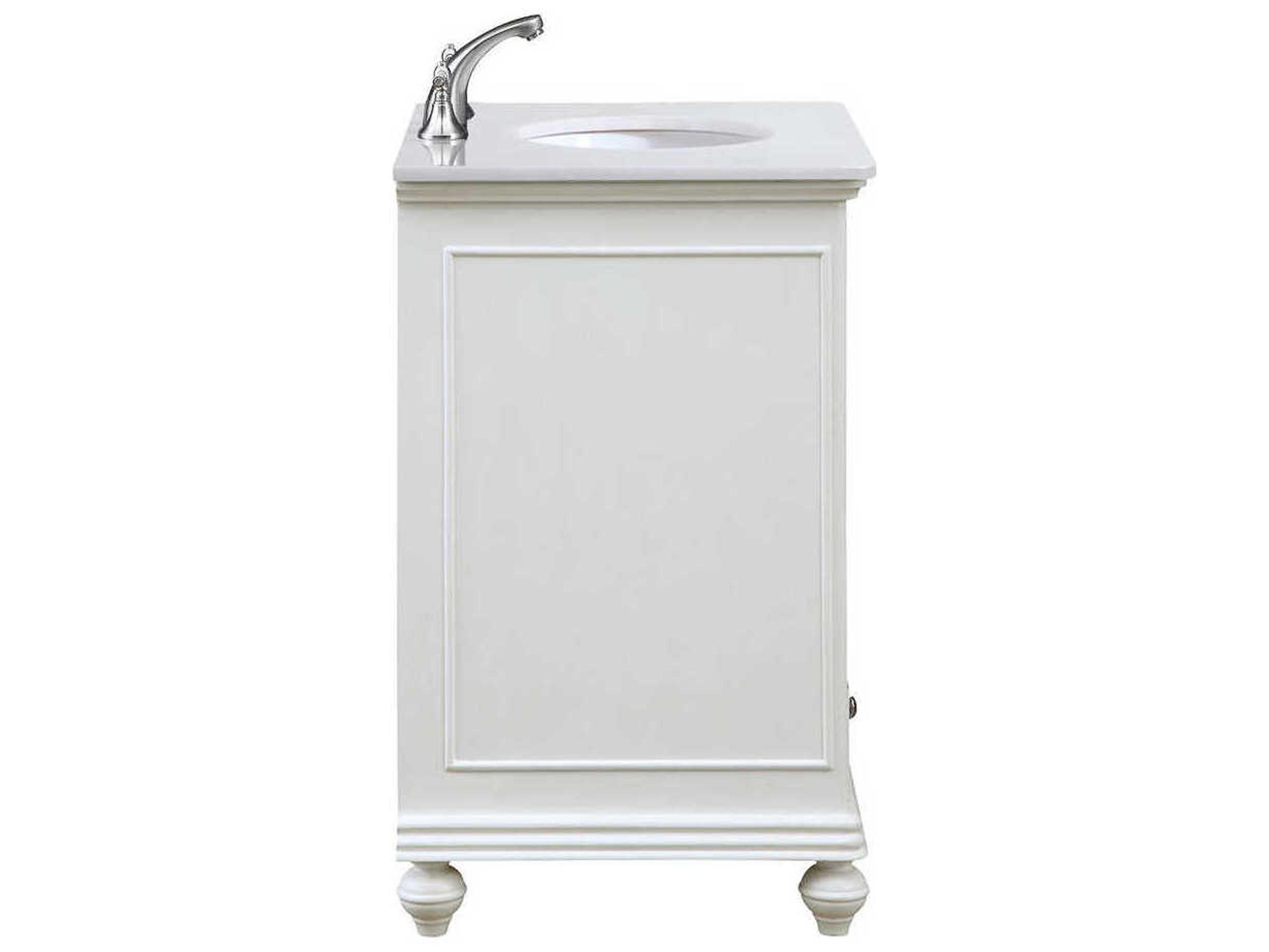 Elegant Lighting Otto Antique White 30" Vanity with Ivory White Quartz Countertop