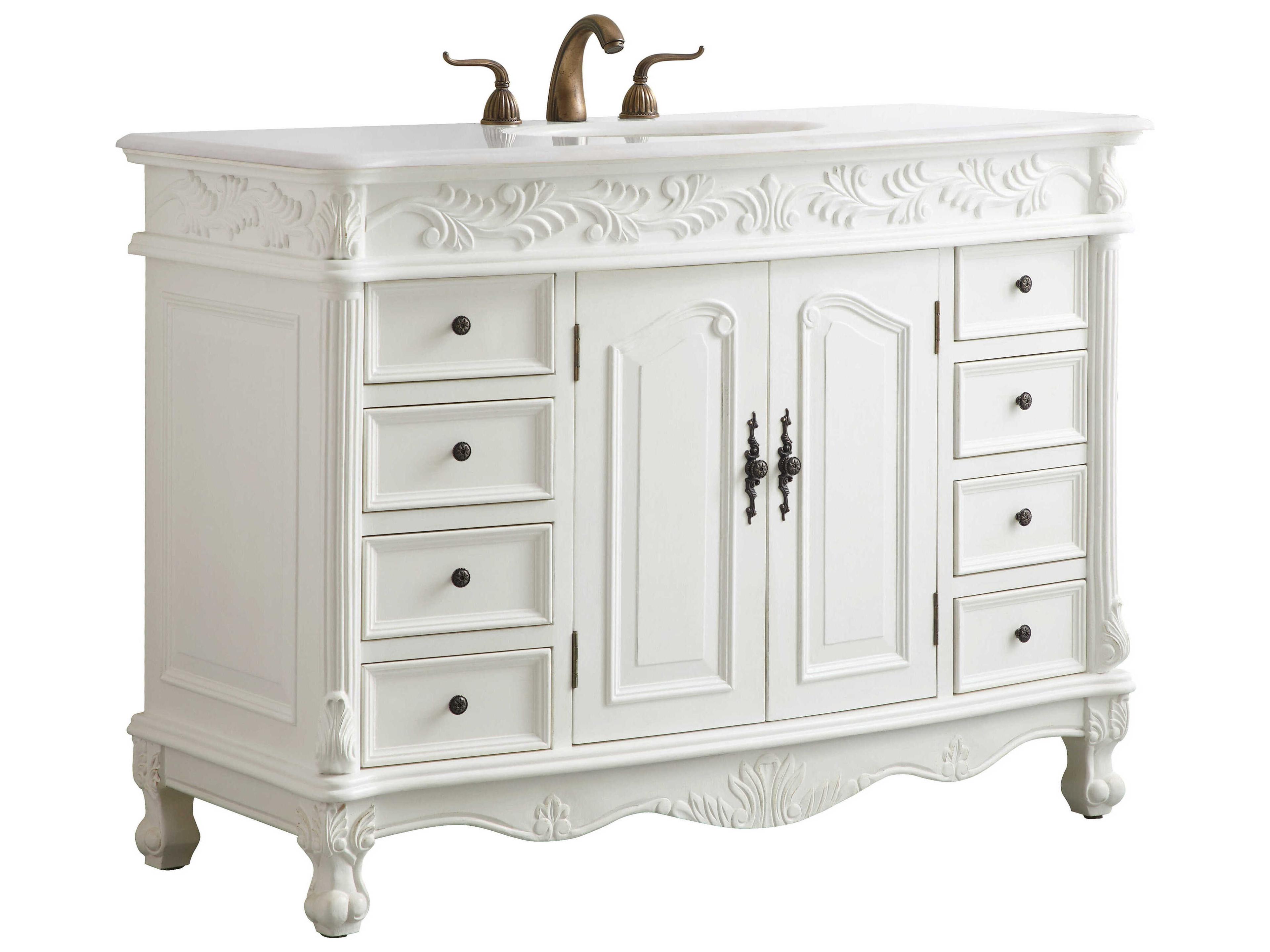 Elegant Lighting Bordeaux Antique White 48" Vanity
