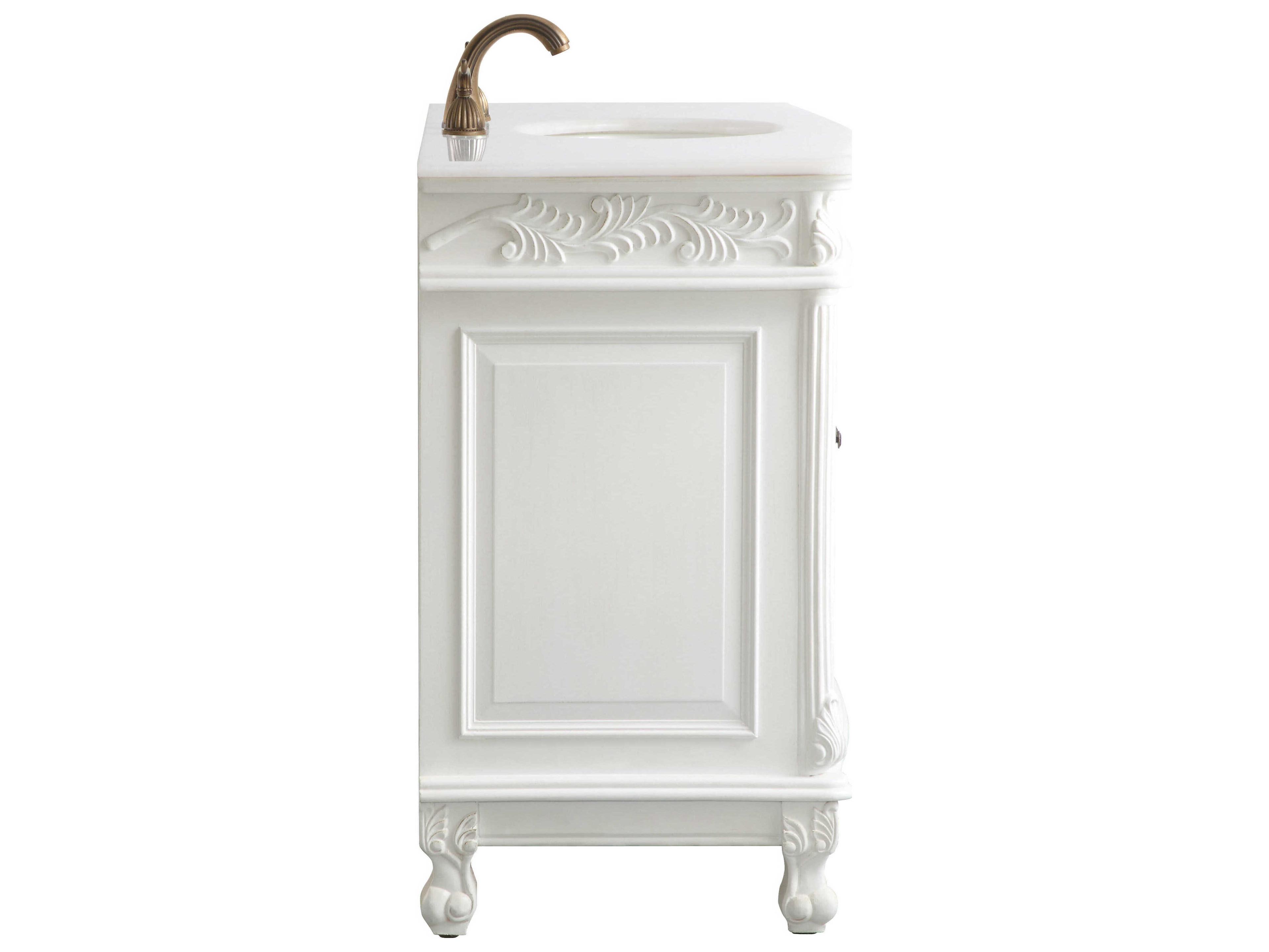 Elegant Lighting Bordeaux Antique White 48" Vanity