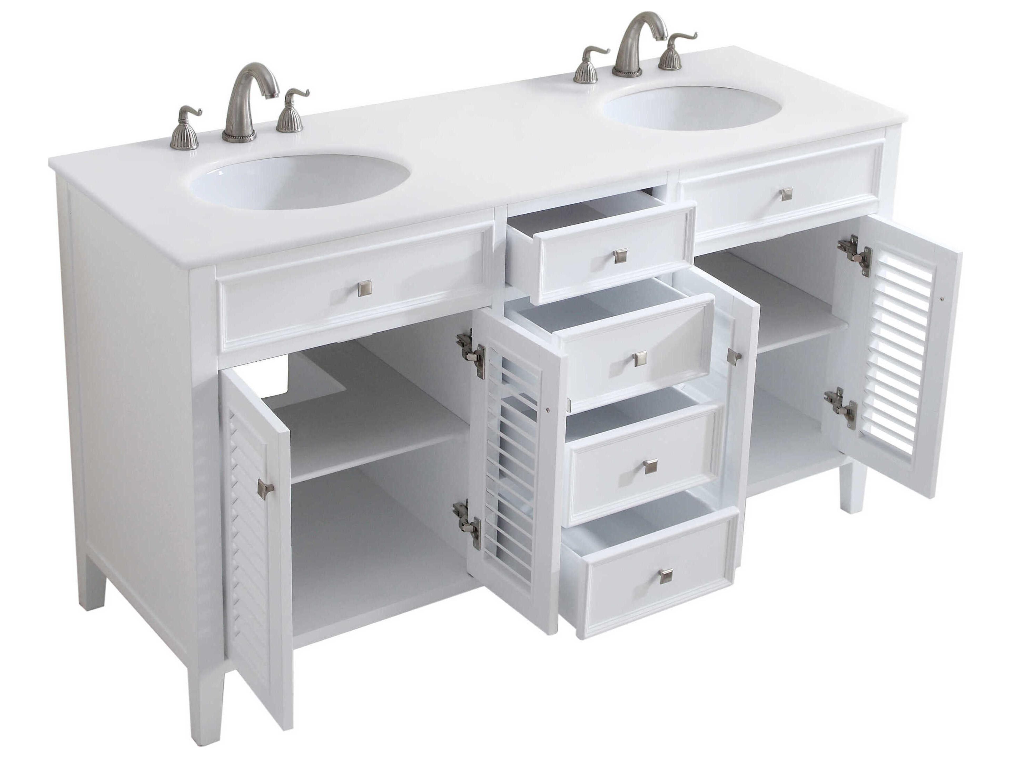 Elegant Lighting Cape Cod Antique White 60" Vanity