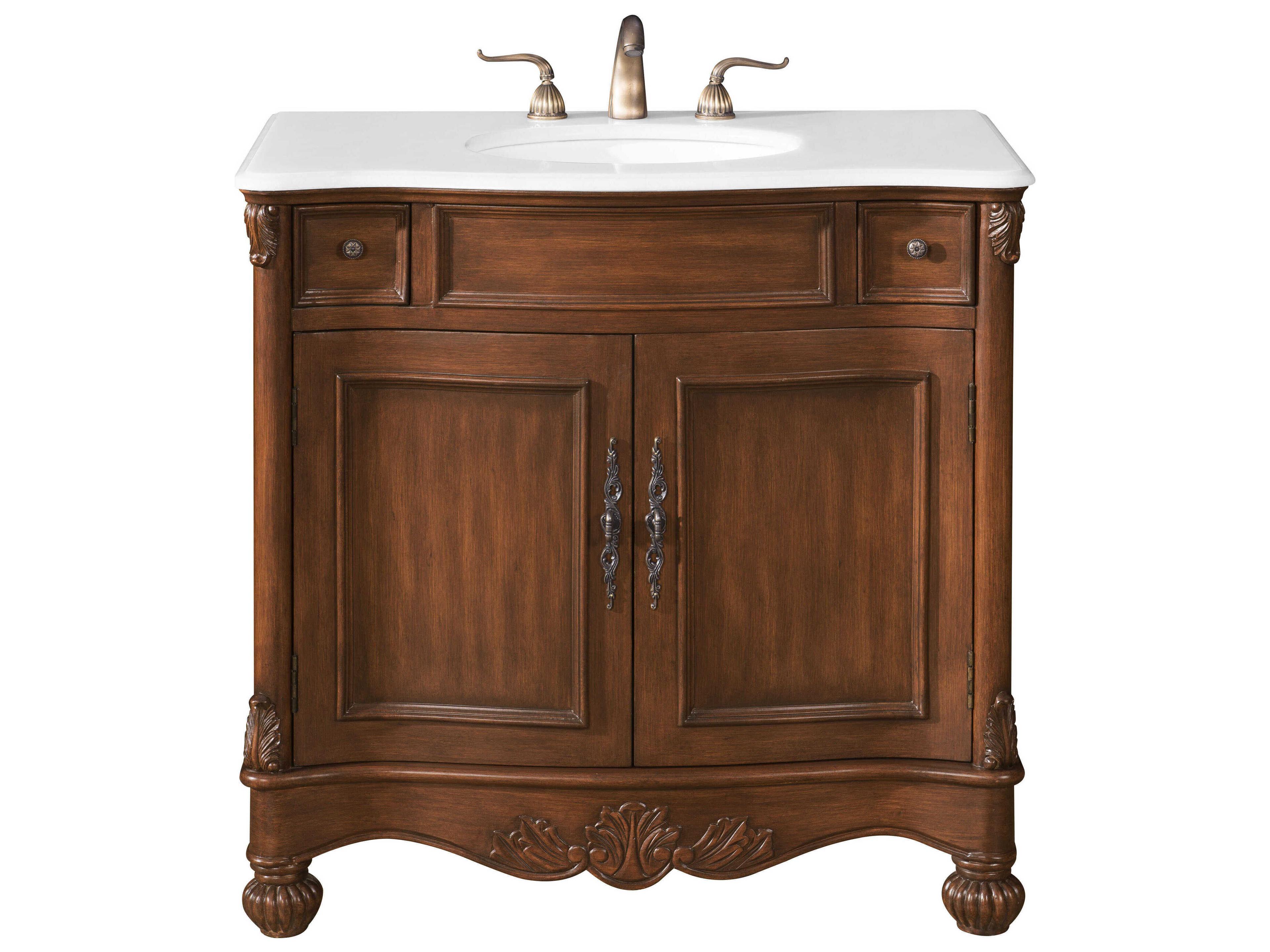 Windsor Brown 36" Vanity with Ivory White Quartz Countertop