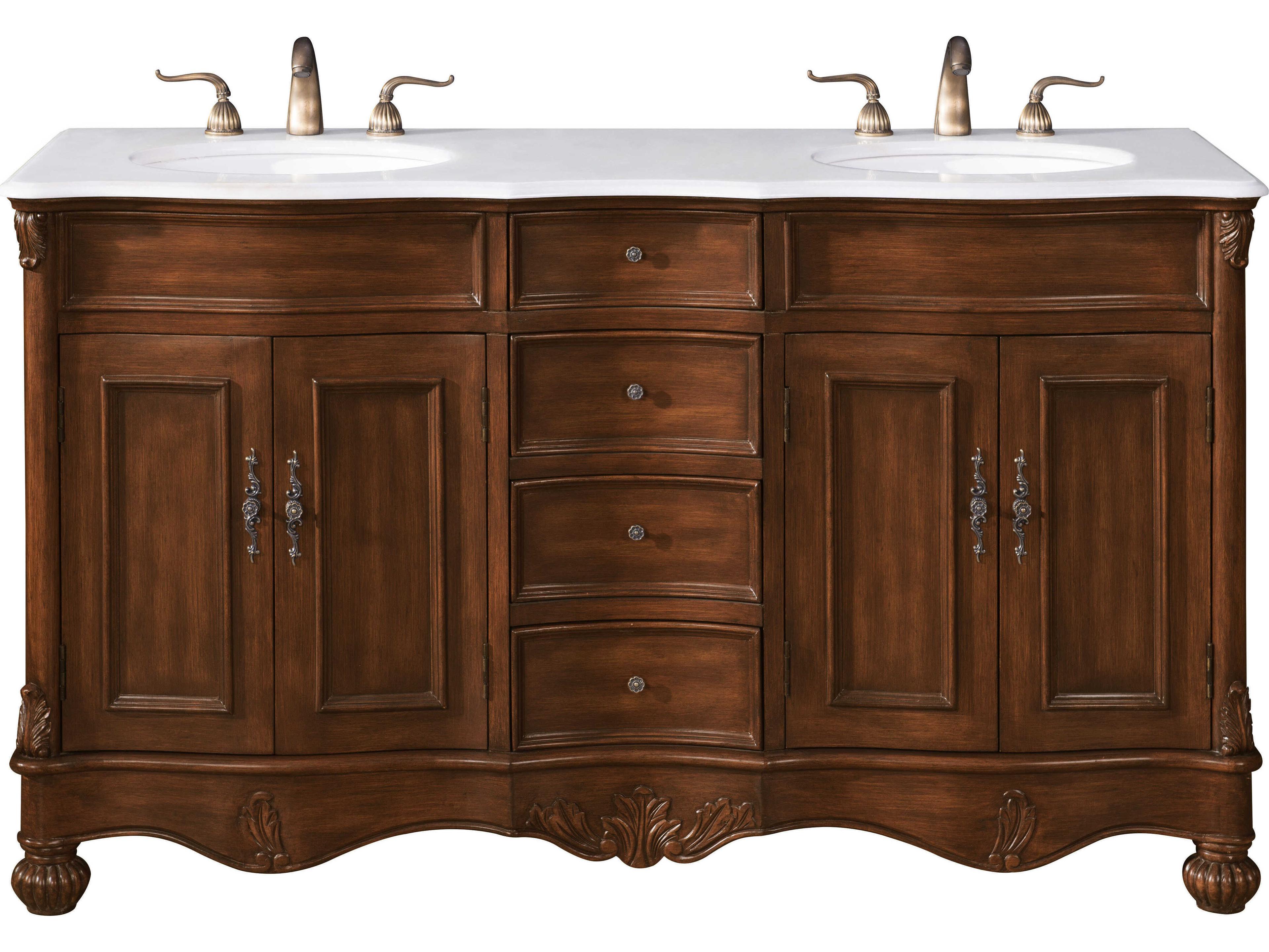 Windsor Teak 60" Vanity with Ivory White Quartz Countertop