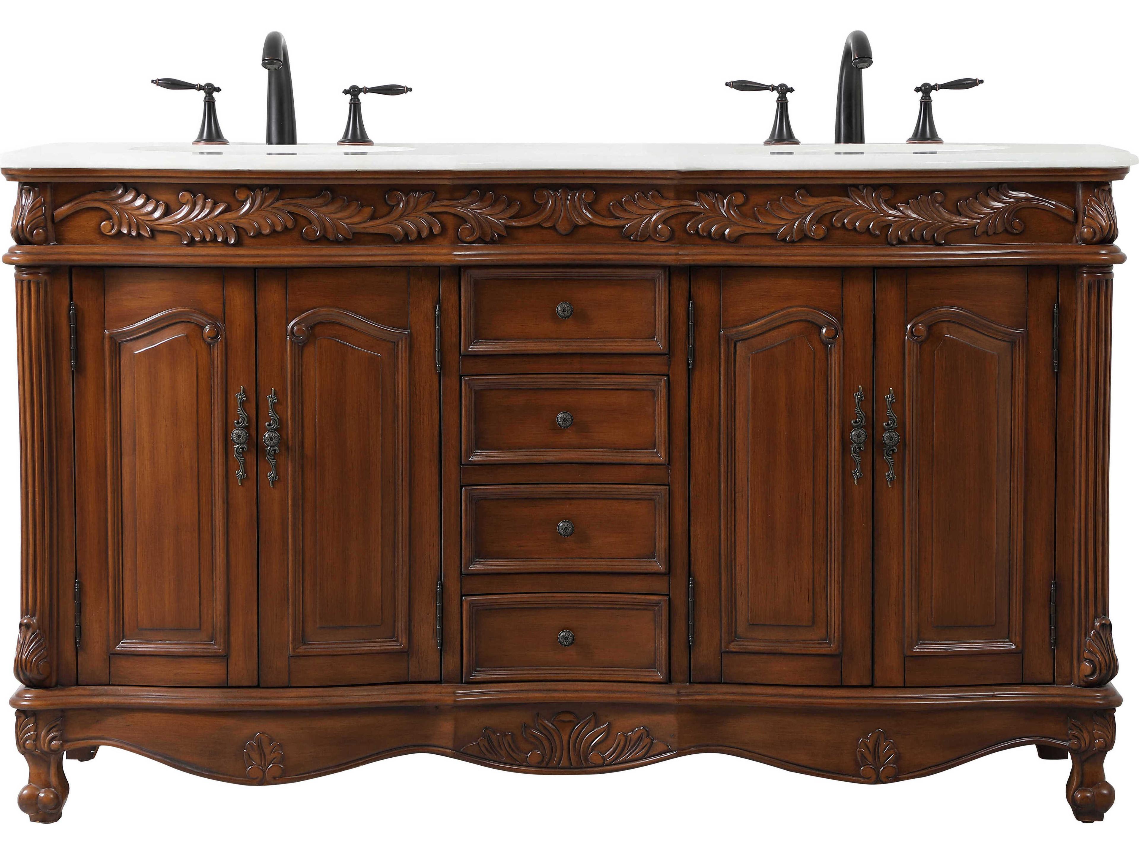 Windsor Teak 60" Vanity with Ivory White Quartz Countertop