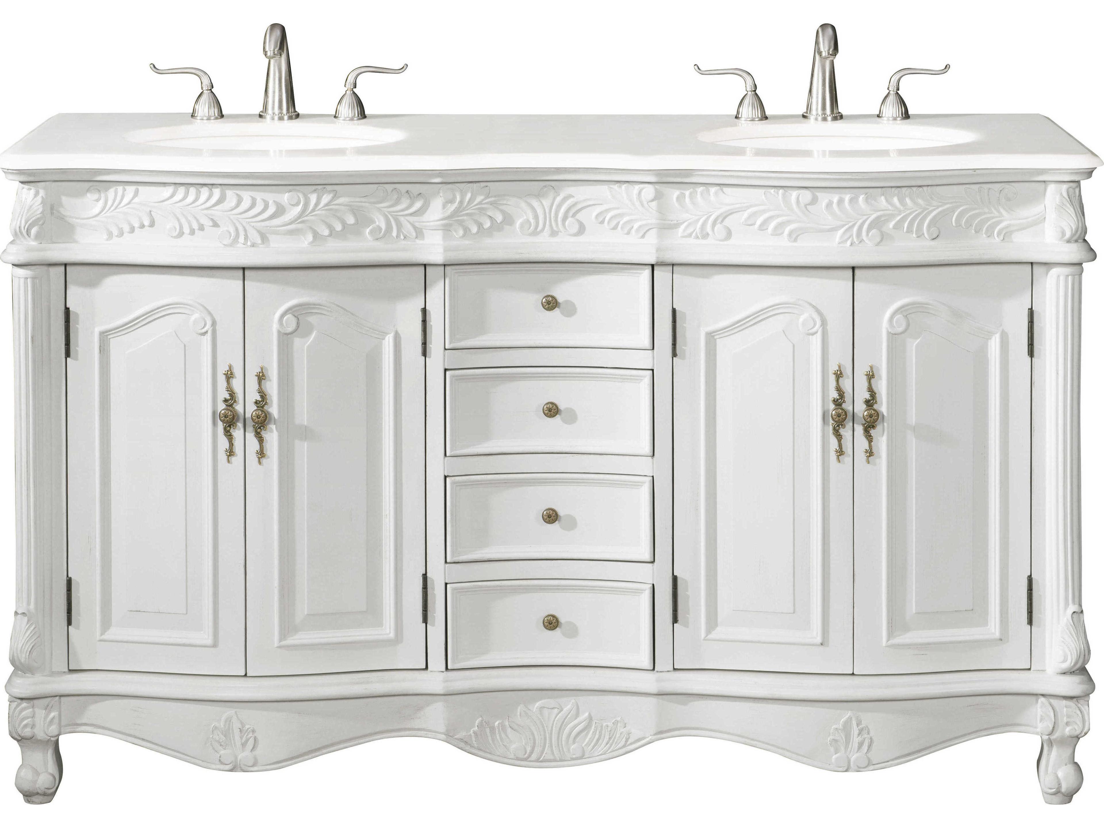 Windsor Antique White 60" Vanity with Ivory White Quartz Countertop