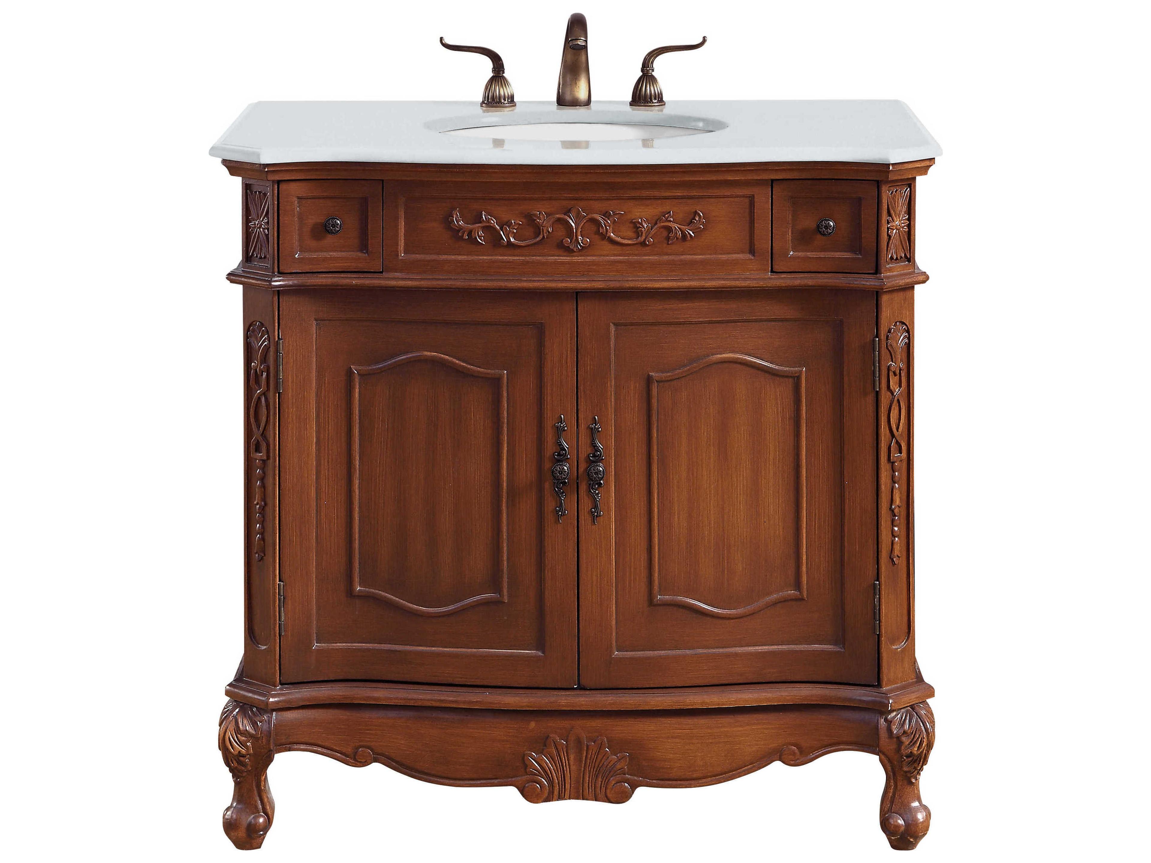 Danville Teak 36" Vanity with Ivory White Quartz Countertop