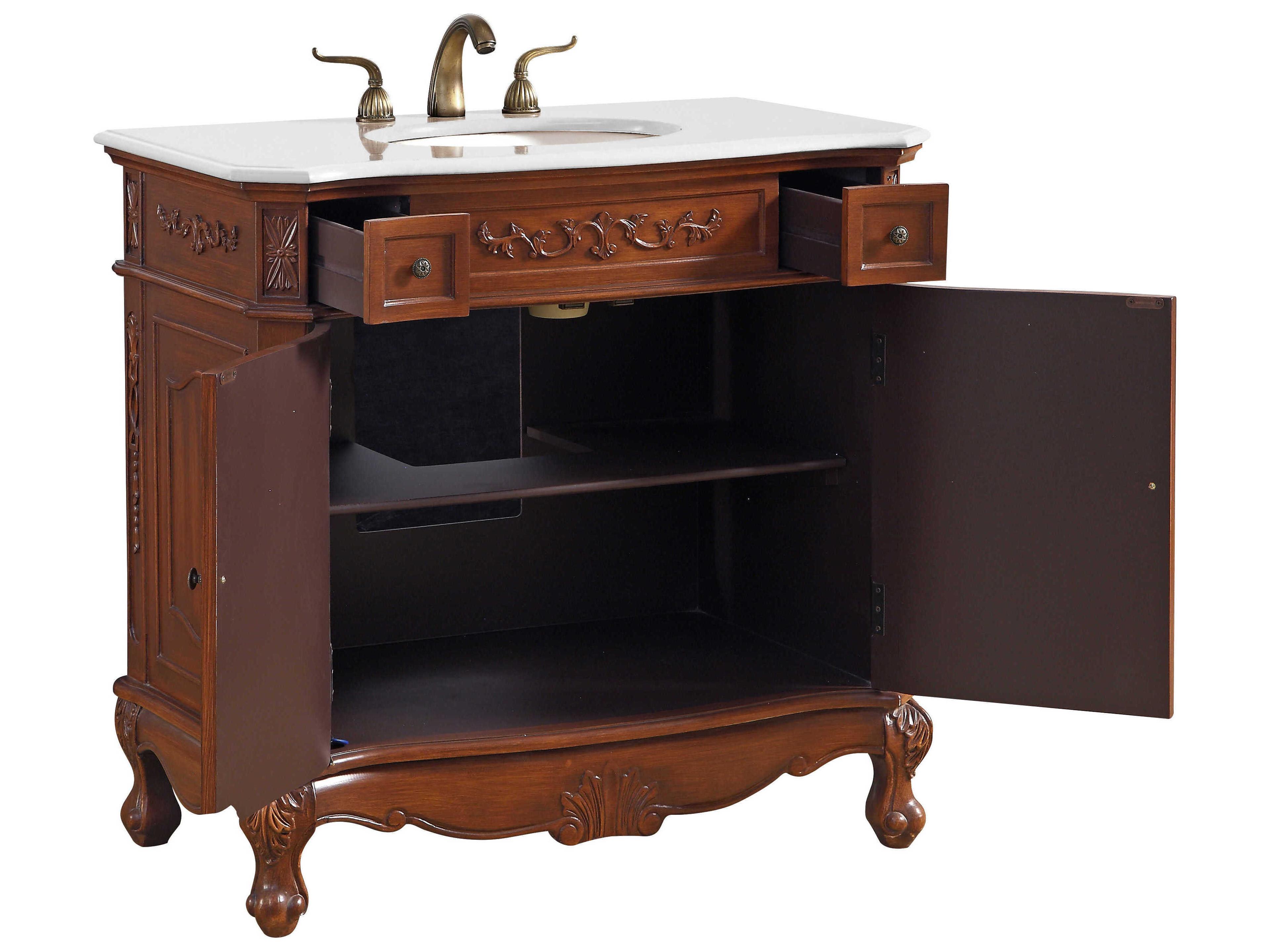 Elegant Lighting Danville Teak 36" Vanity with Ivory White Quartz Countertop