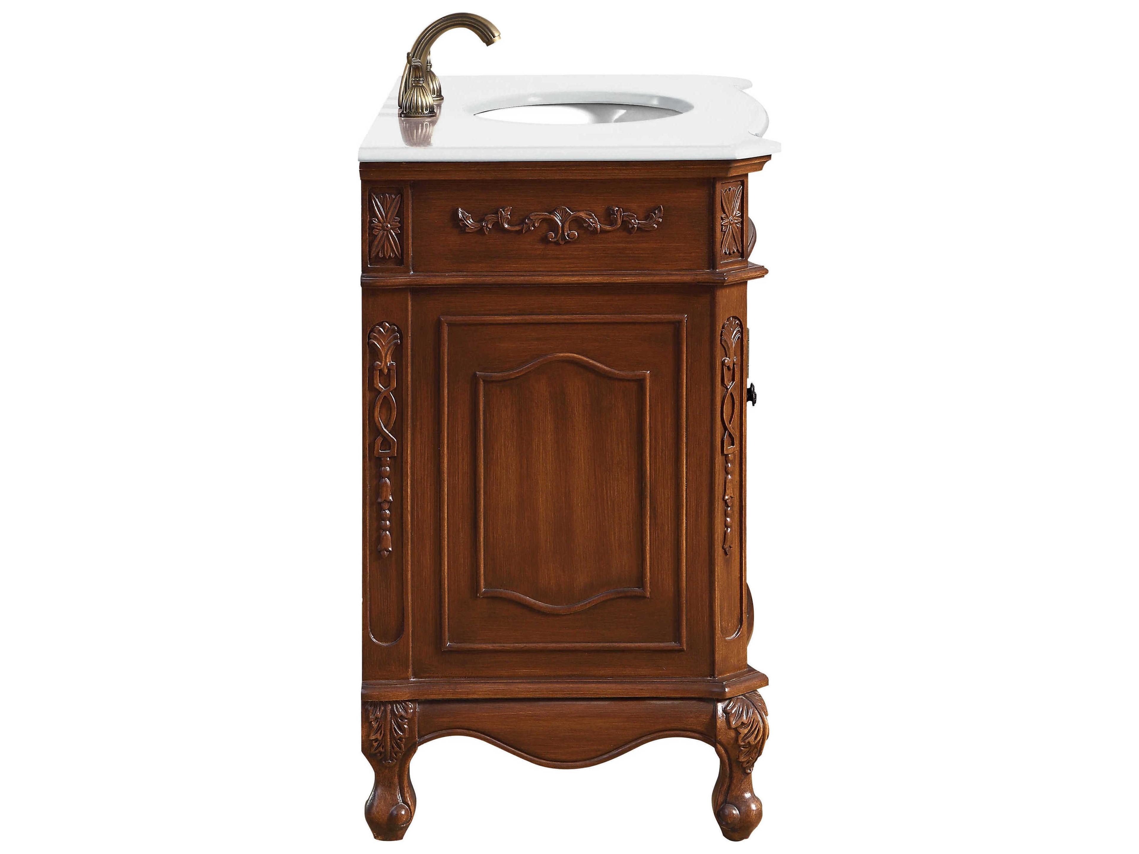 Elegant Lighting Danville Teak 36" Vanity with Ivory White Quartz Countertop