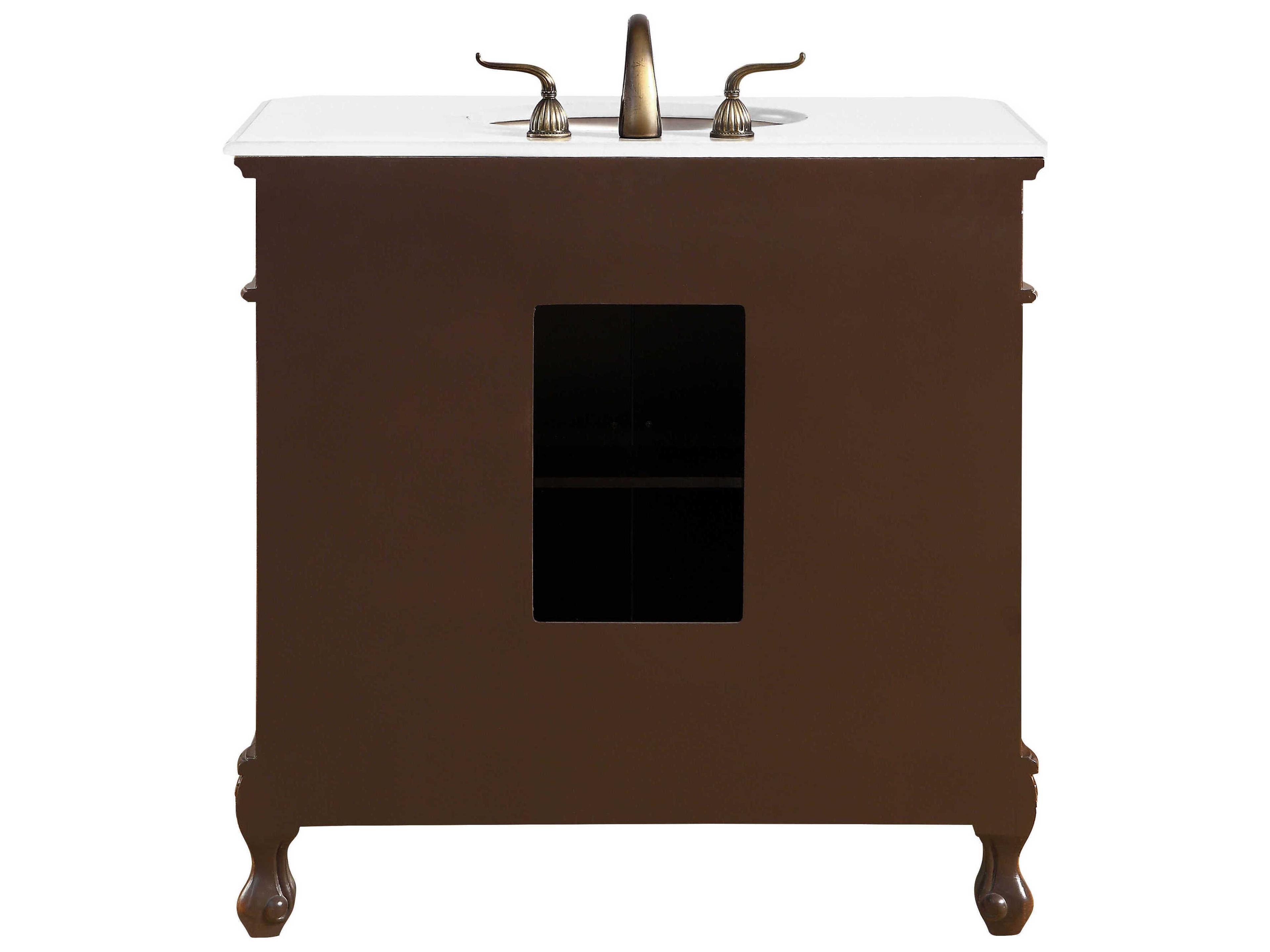 Elegant Lighting Danville Teak 36" Vanity with Ivory White Quartz Countertop