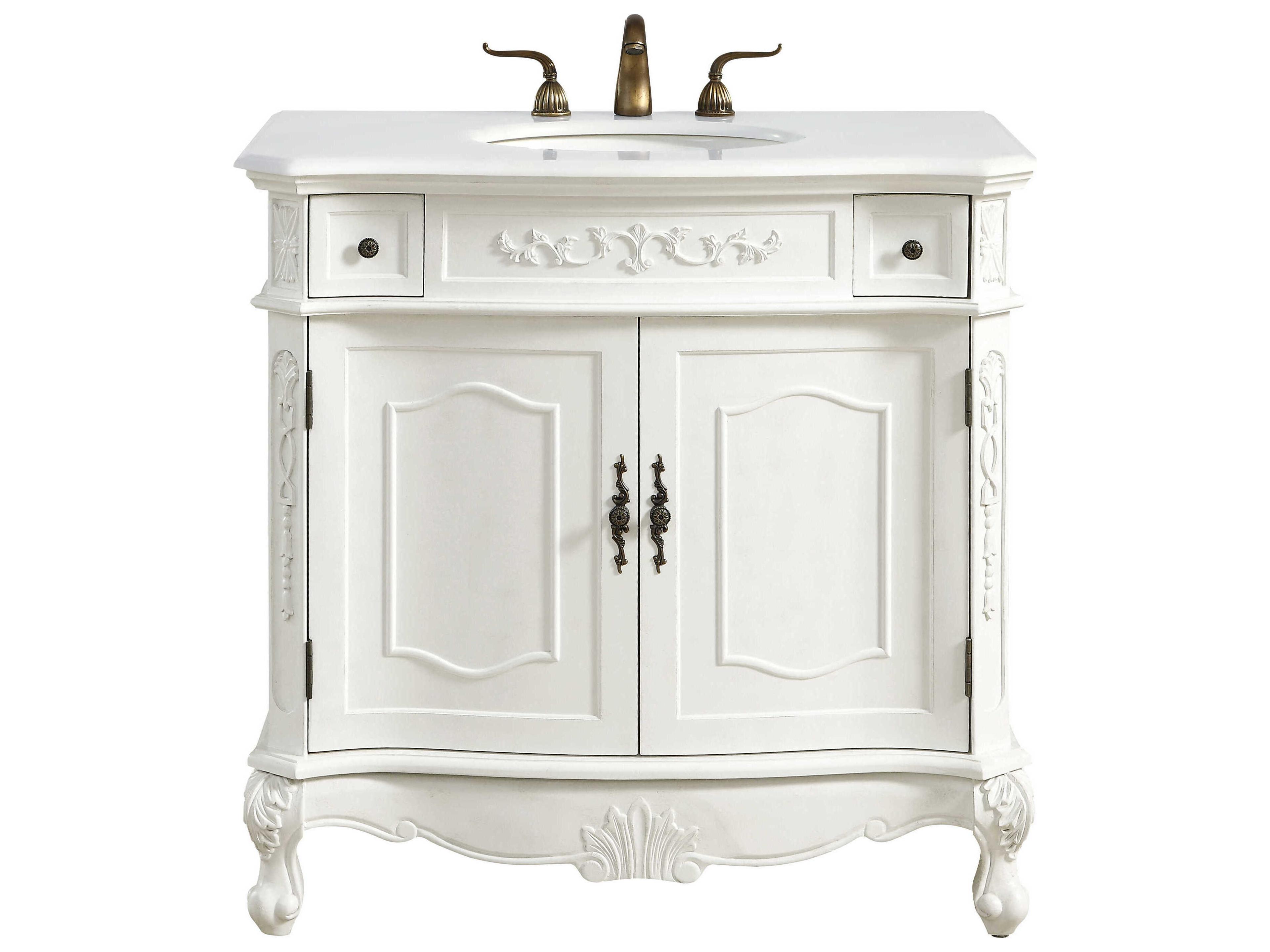 Danville Antique White 36" Vanity with Ivory White Quartz Countertop