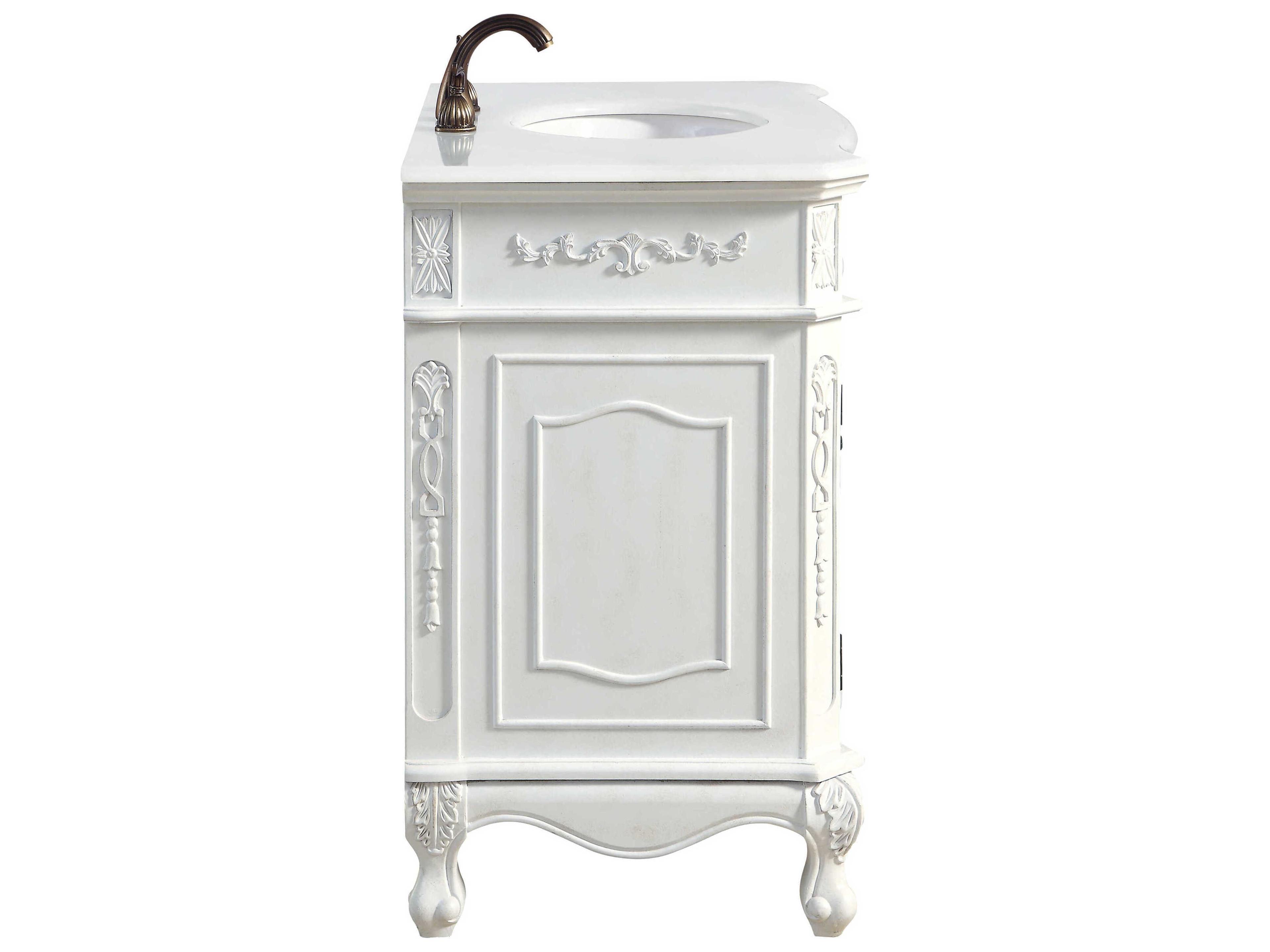 Elegant Lighting Danville Antique White 36" Vanity with Ivory White Quartz Countertop