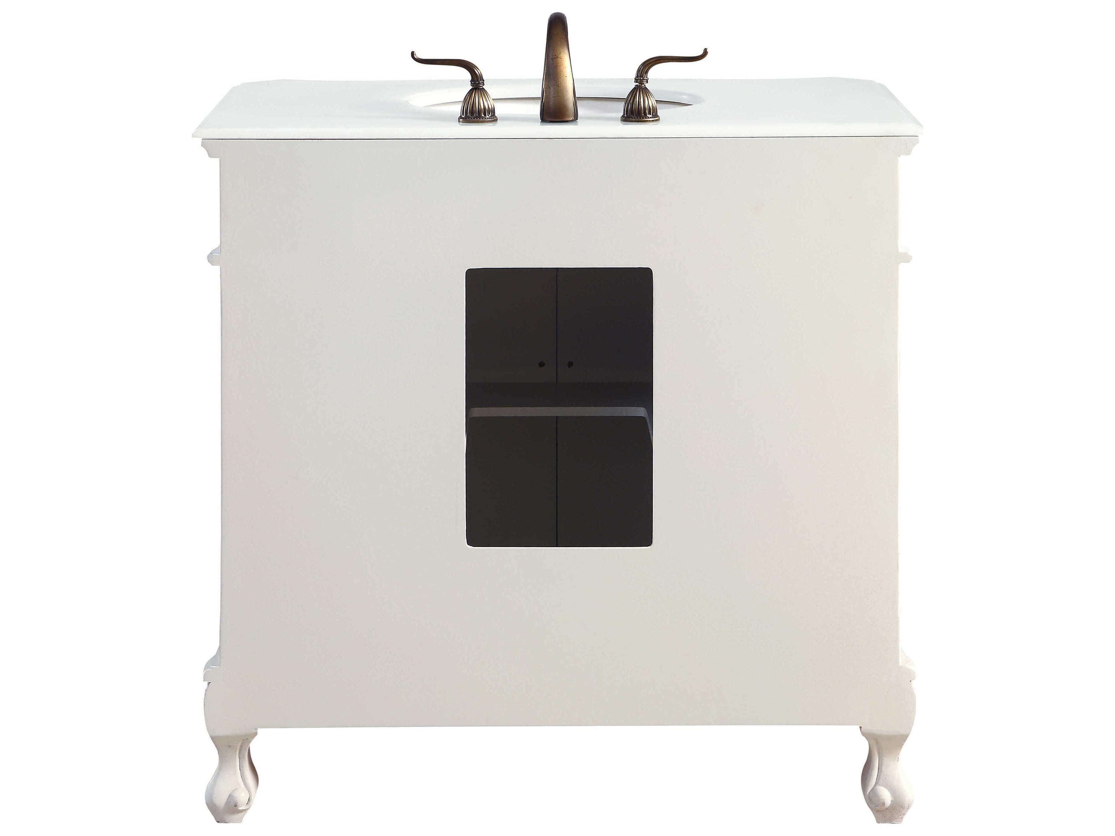 Elegant Lighting Danville Antique White 36" Vanity with Ivory White Quartz Countertop