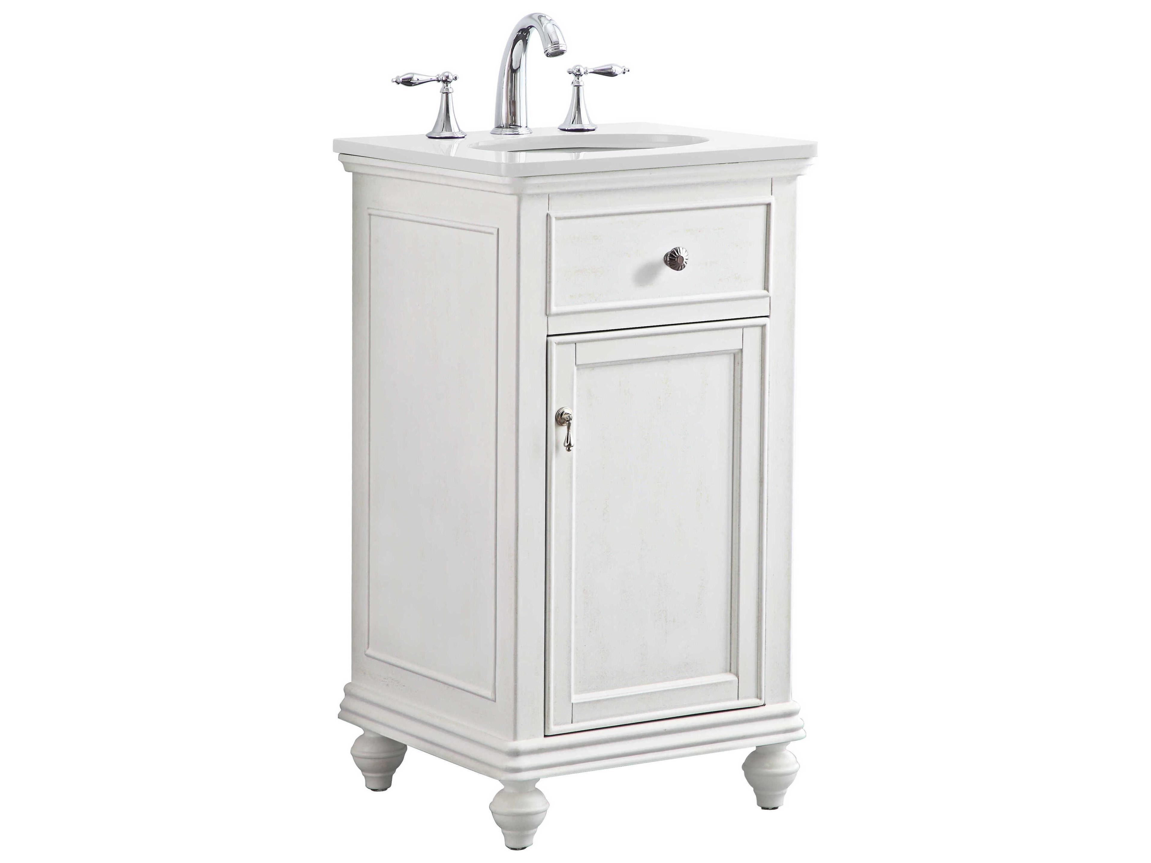 Elegant Lighting Otto Antique White 19" Vanity with Ivory White Quartz Countertop