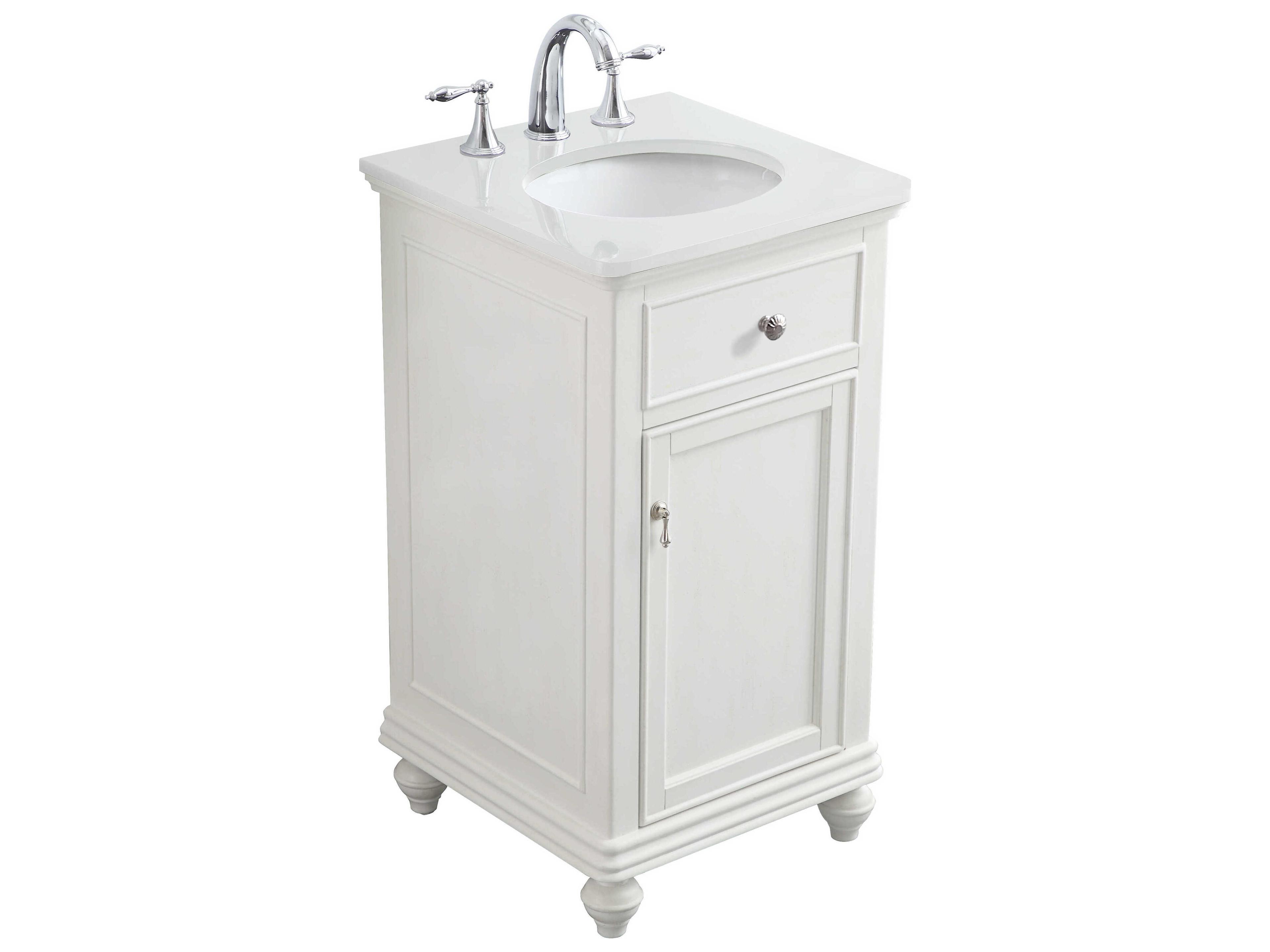 Elegant Lighting Otto Antique White 19" Vanity with Ivory White Quartz Countertop