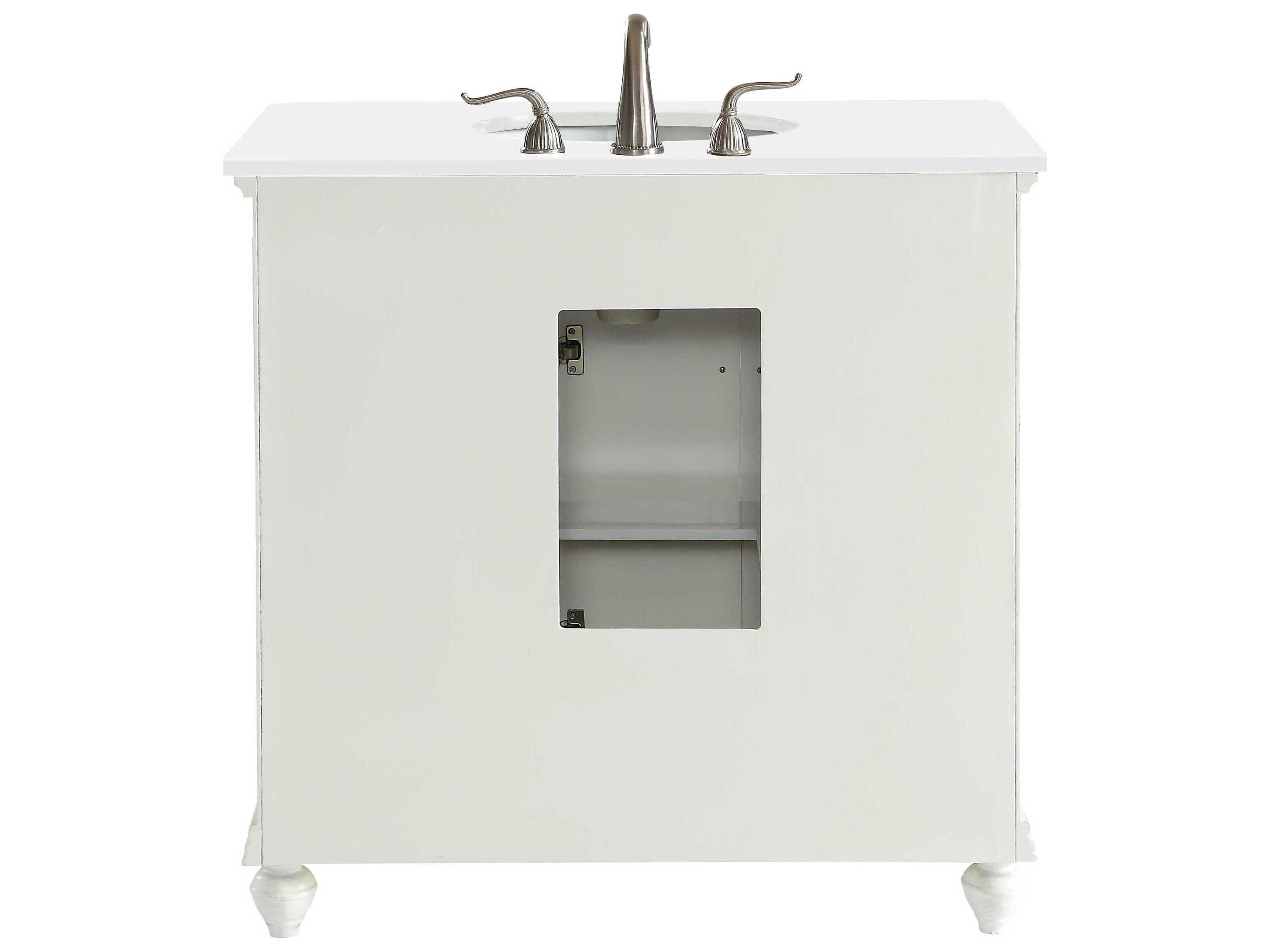 Elegant Lighting Otto Antique White 36" Vanity with Ivory White Quartz Countertop