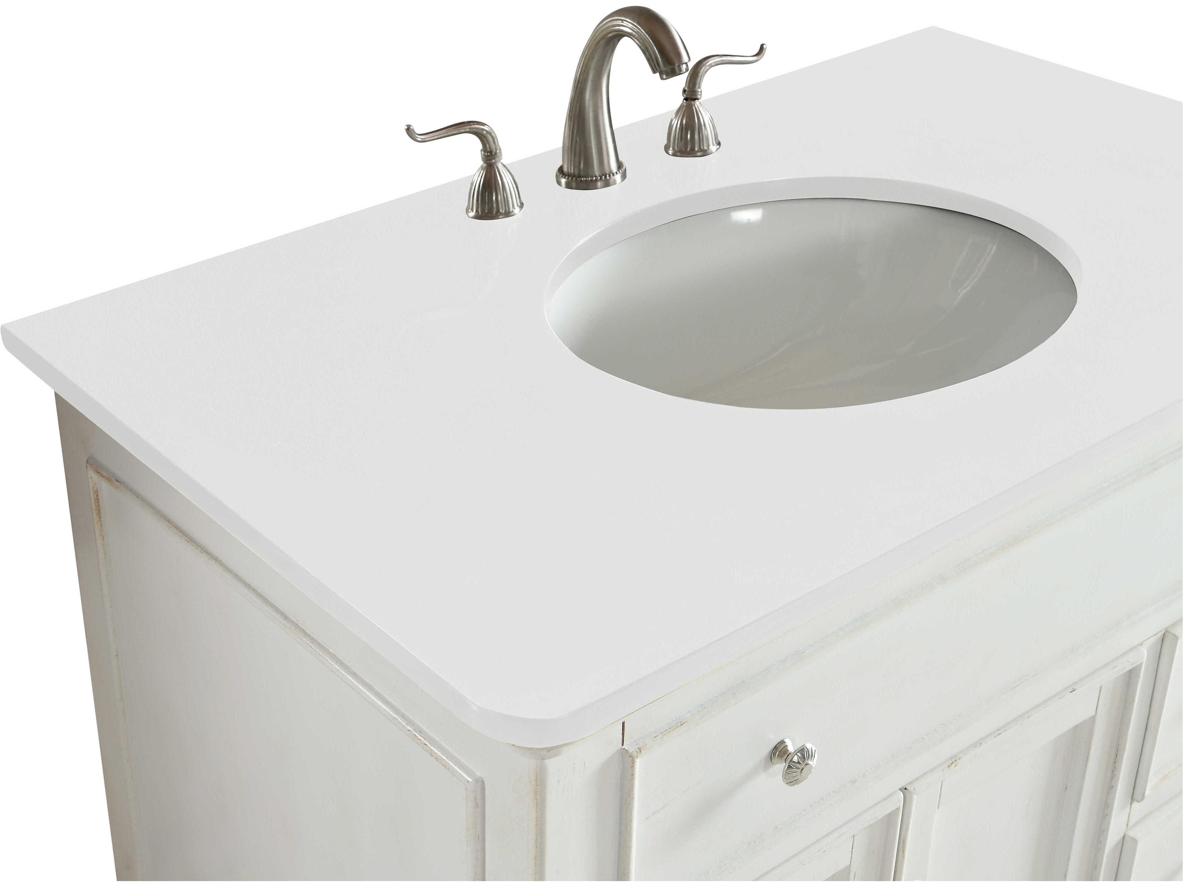 Elegant Lighting Otto Antique White 36" Vanity with Ivory White Quartz Countertop