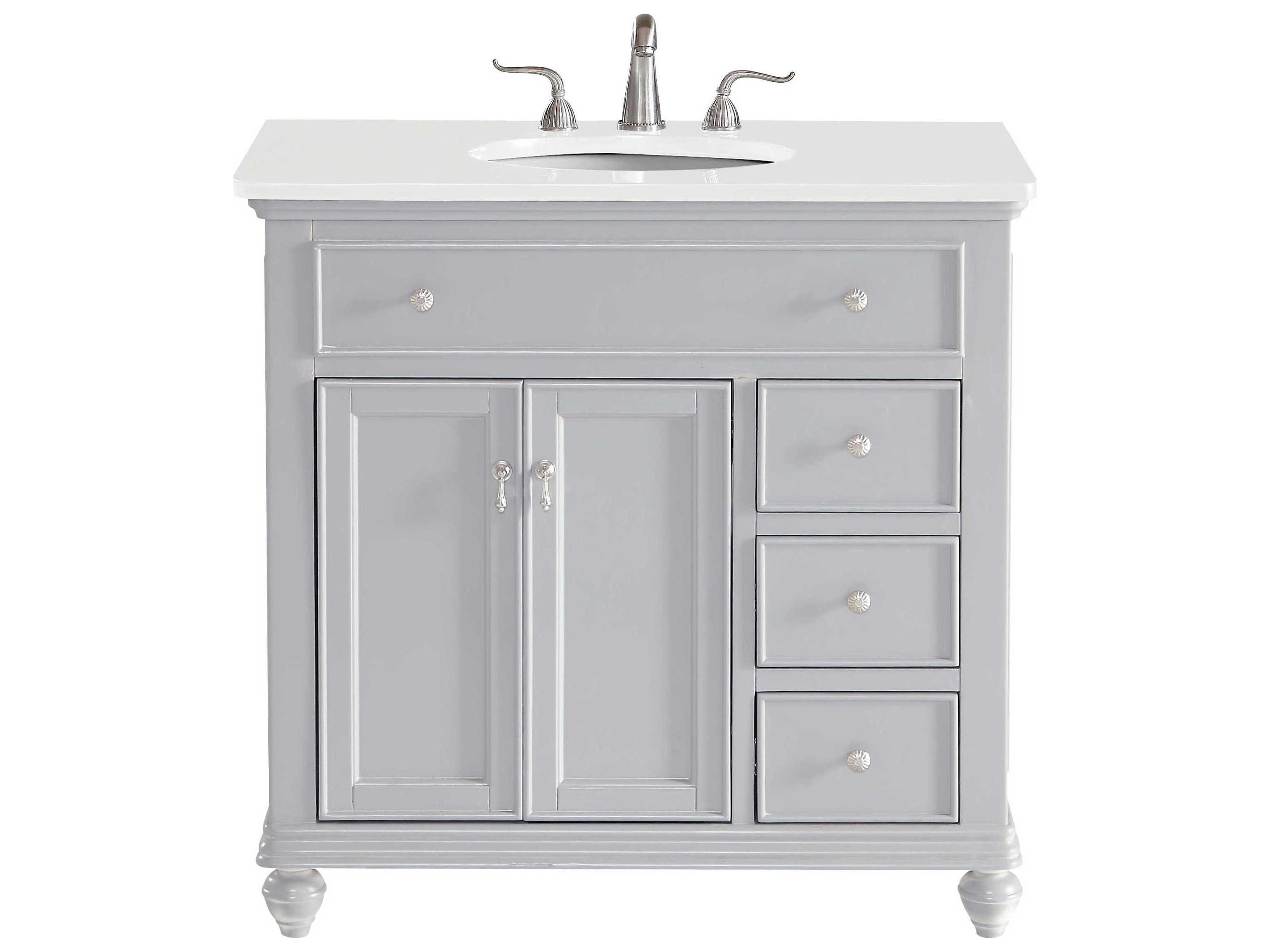 Otto Grey 36" Vanity with Ivory White Quartz Countertop