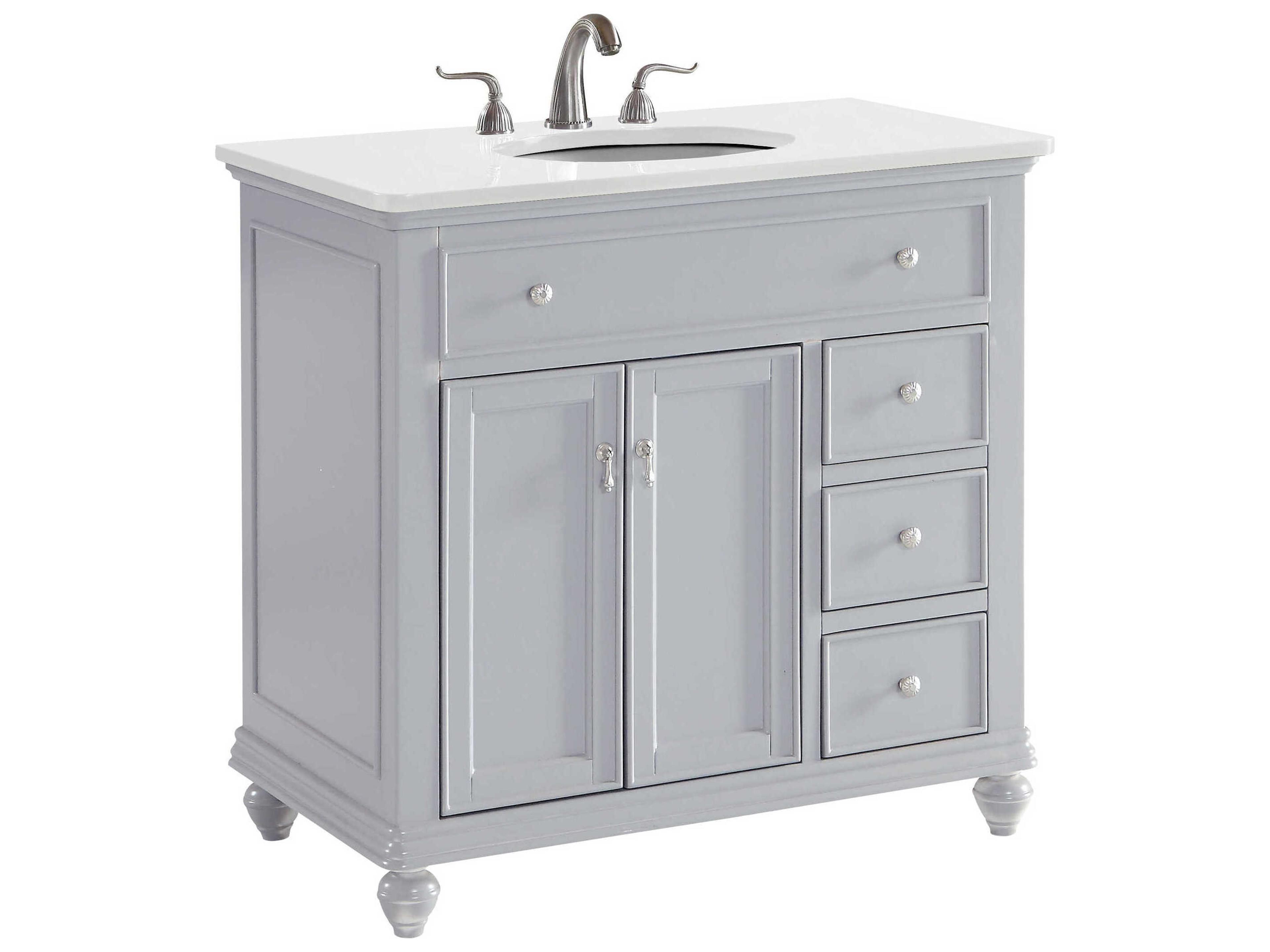 Elegant Lighting Otto Grey 36" Vanity with Ivory White Quartz Countertop