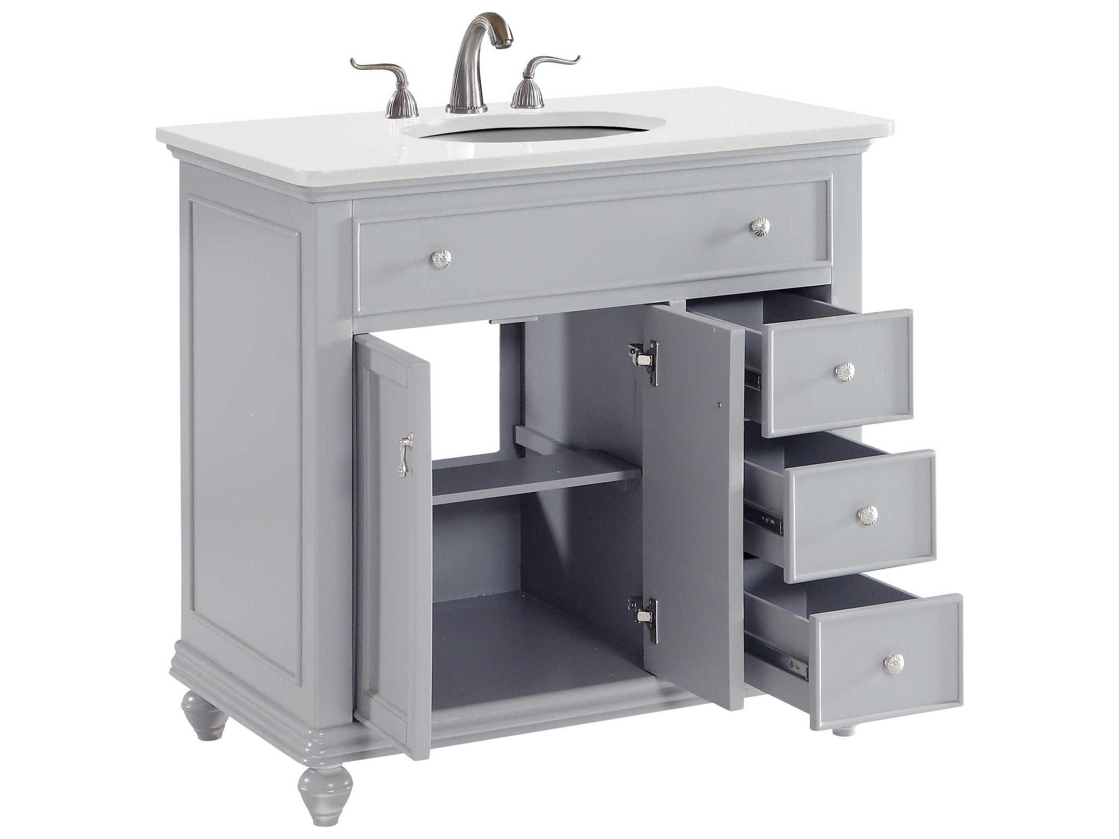 Elegant Lighting Otto Grey 36" Vanity with Ivory White Quartz Countertop