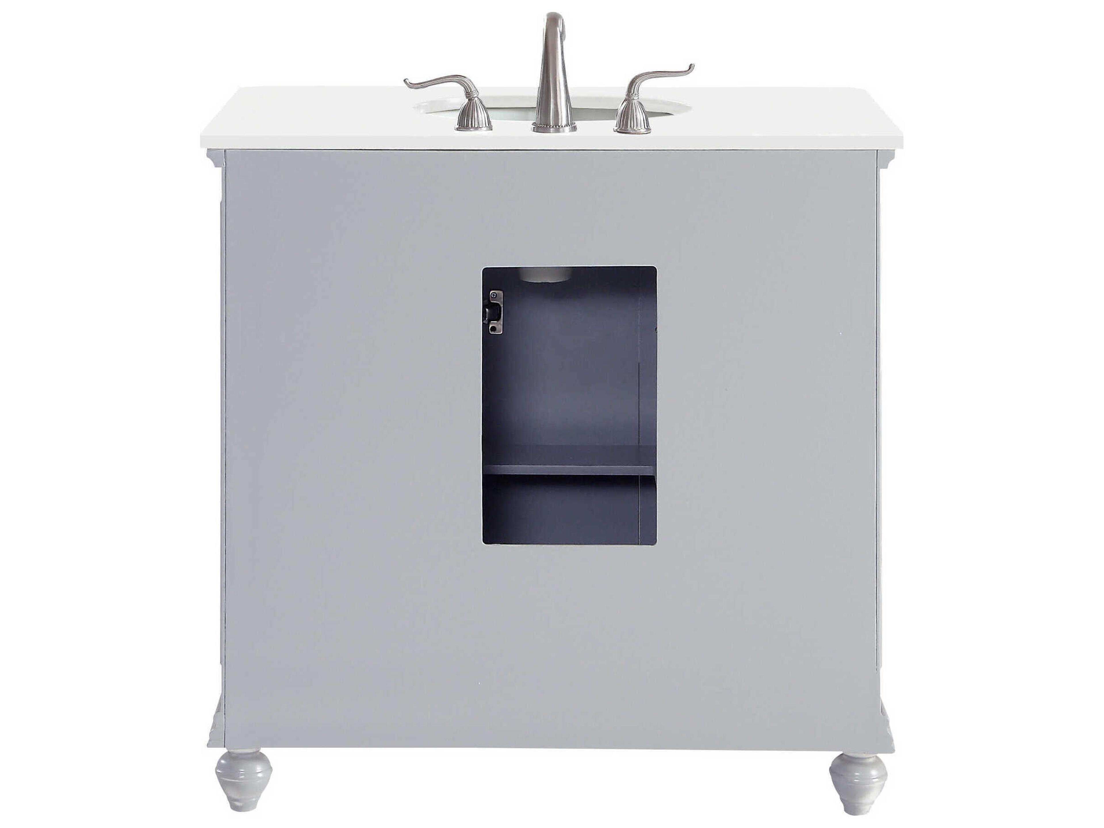 Elegant Lighting Otto Grey 36" Vanity with Ivory White Quartz Countertop