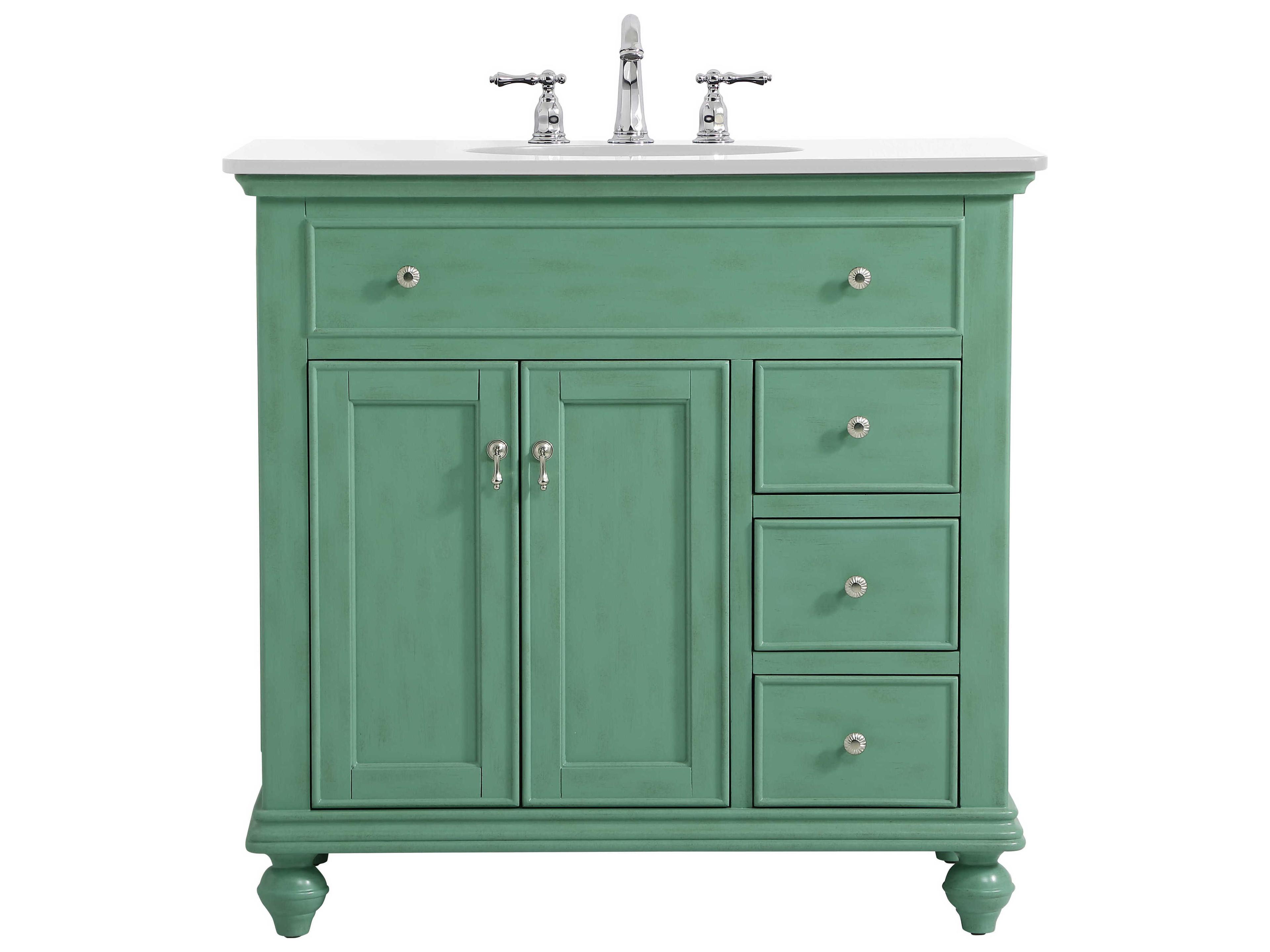 Otto Vintage Mint 36" Vanity with Ivory White Quartz Countertop