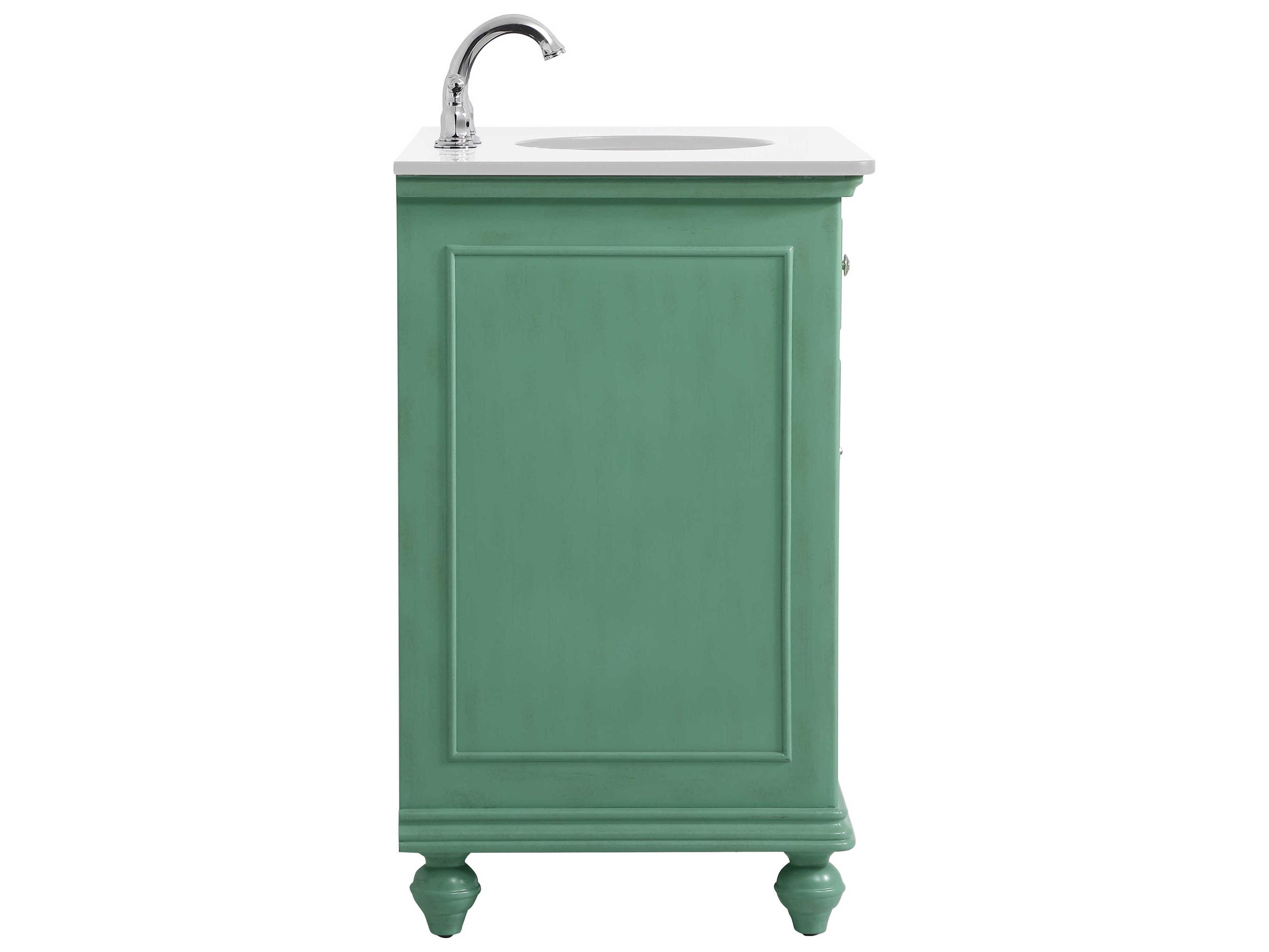 Elegant Lighting Otto Vintage Mint 36" Vanity with Ivory White Quartz Countertop