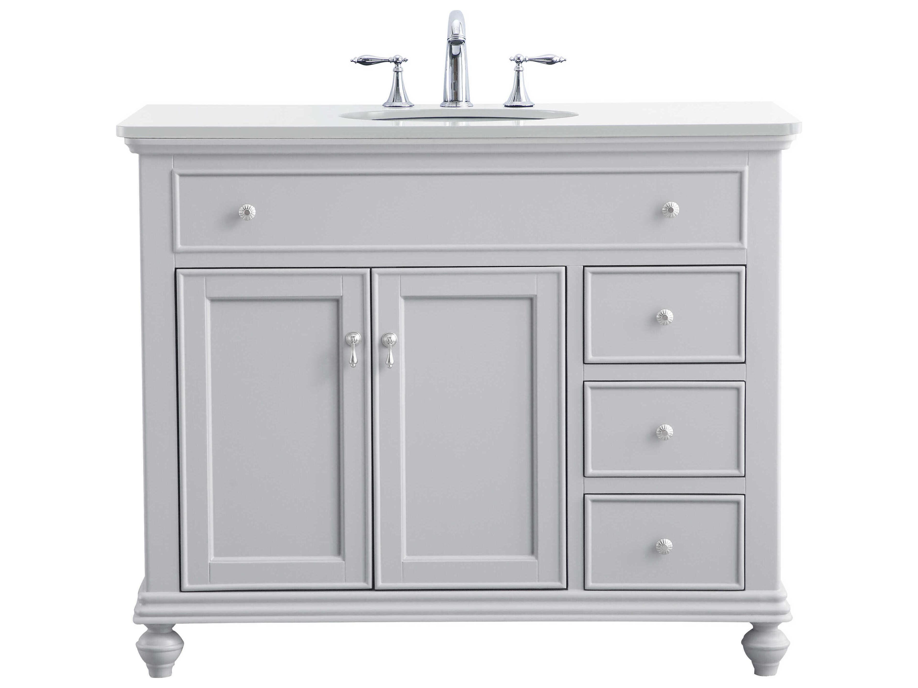 Otto Grey 42" Vanity with Ivory White Quartz Countertop