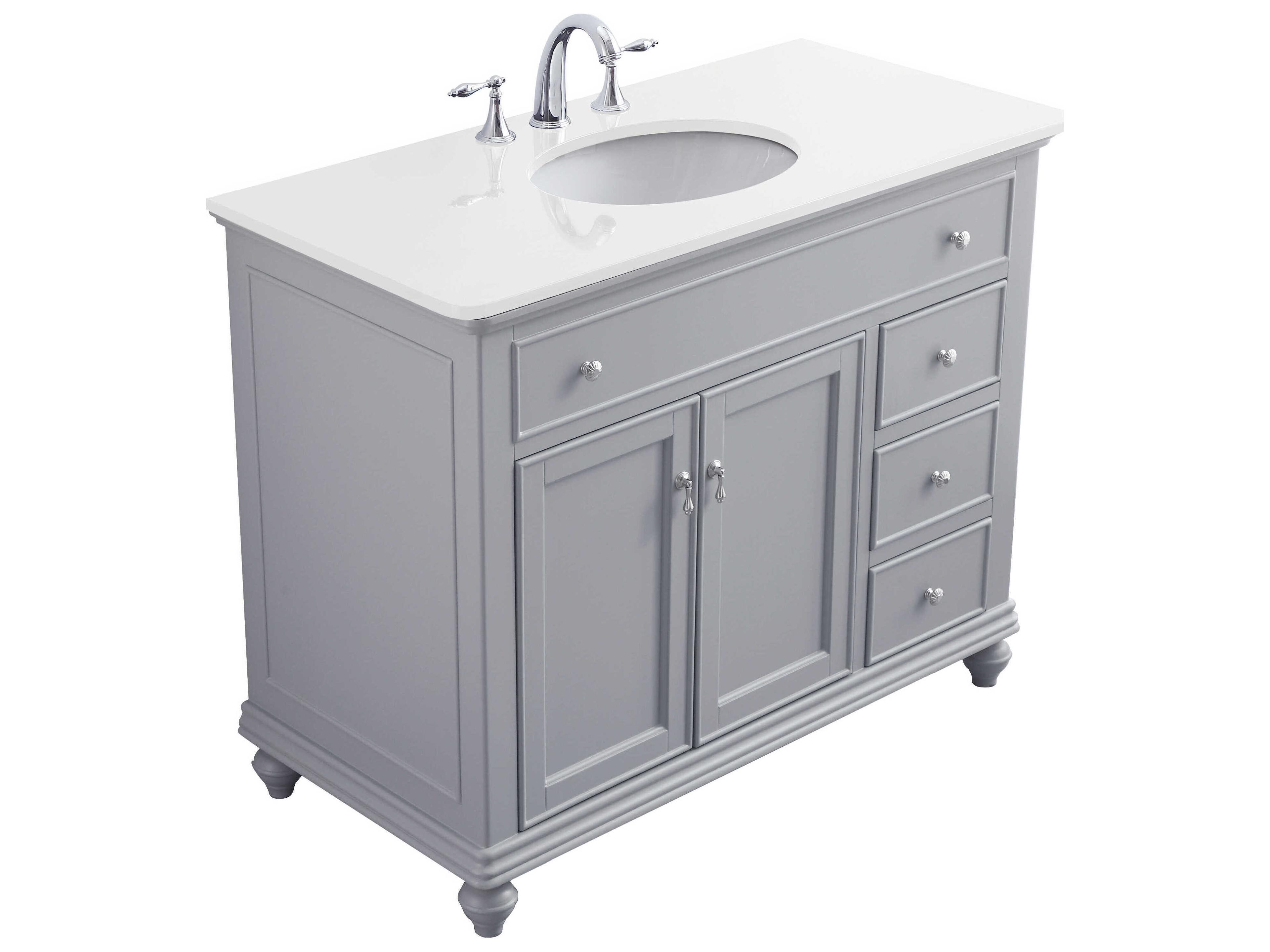 Elegant Lighting Otto Grey 42" Vanity with Ivory White Quartz Countertop