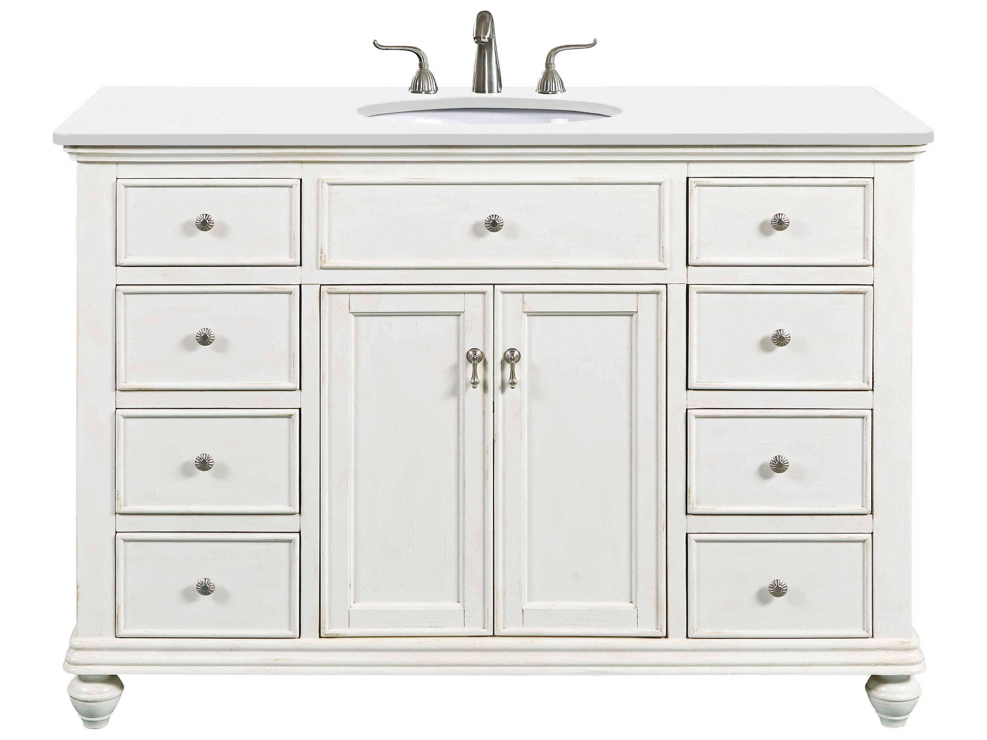 Otto Antique White 48" Vanity with Ivory White Quartz Countertop