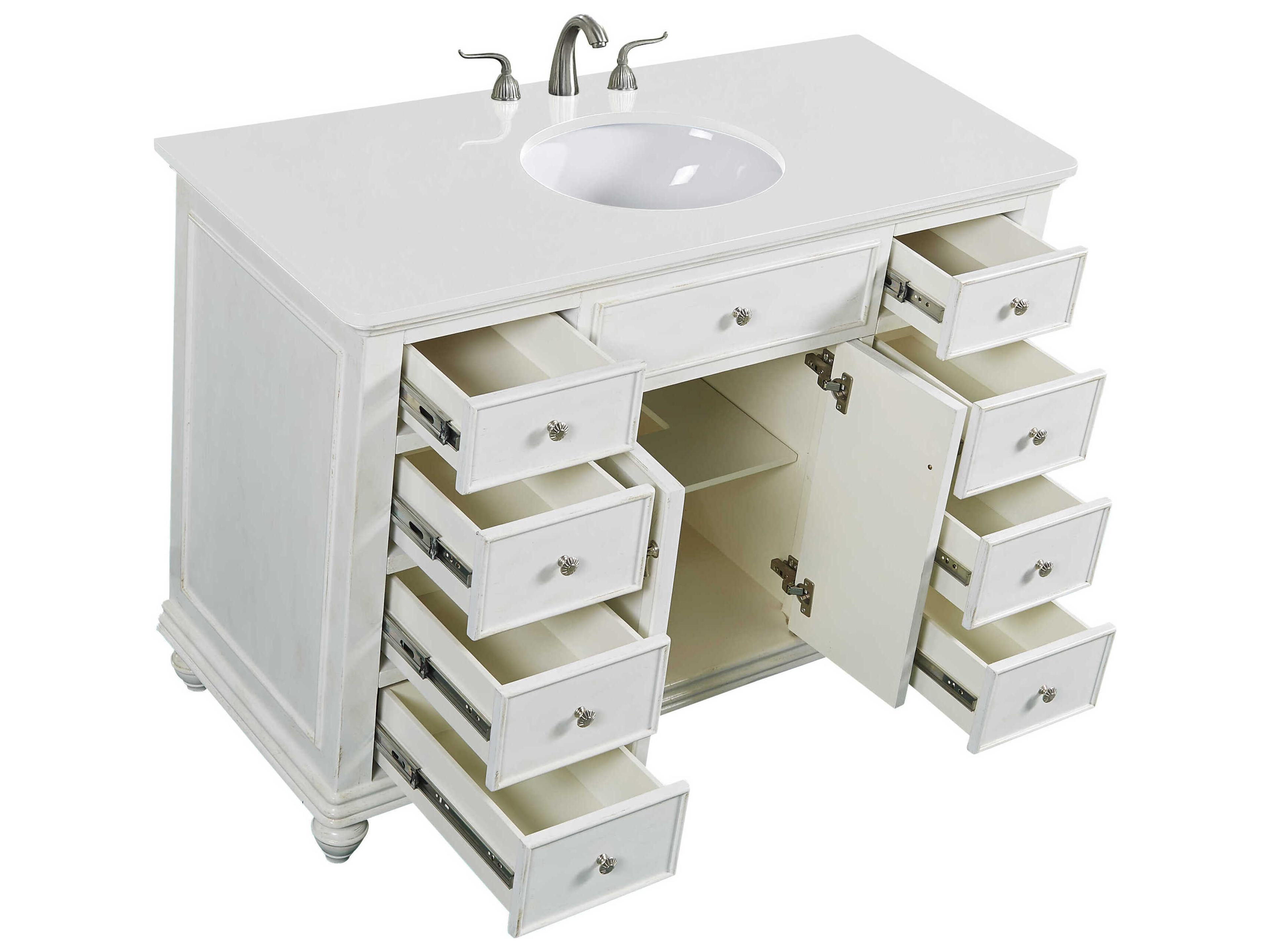 Elegant Lighting Otto Antique White 48" Vanity with Ivory White Quartz Countertop