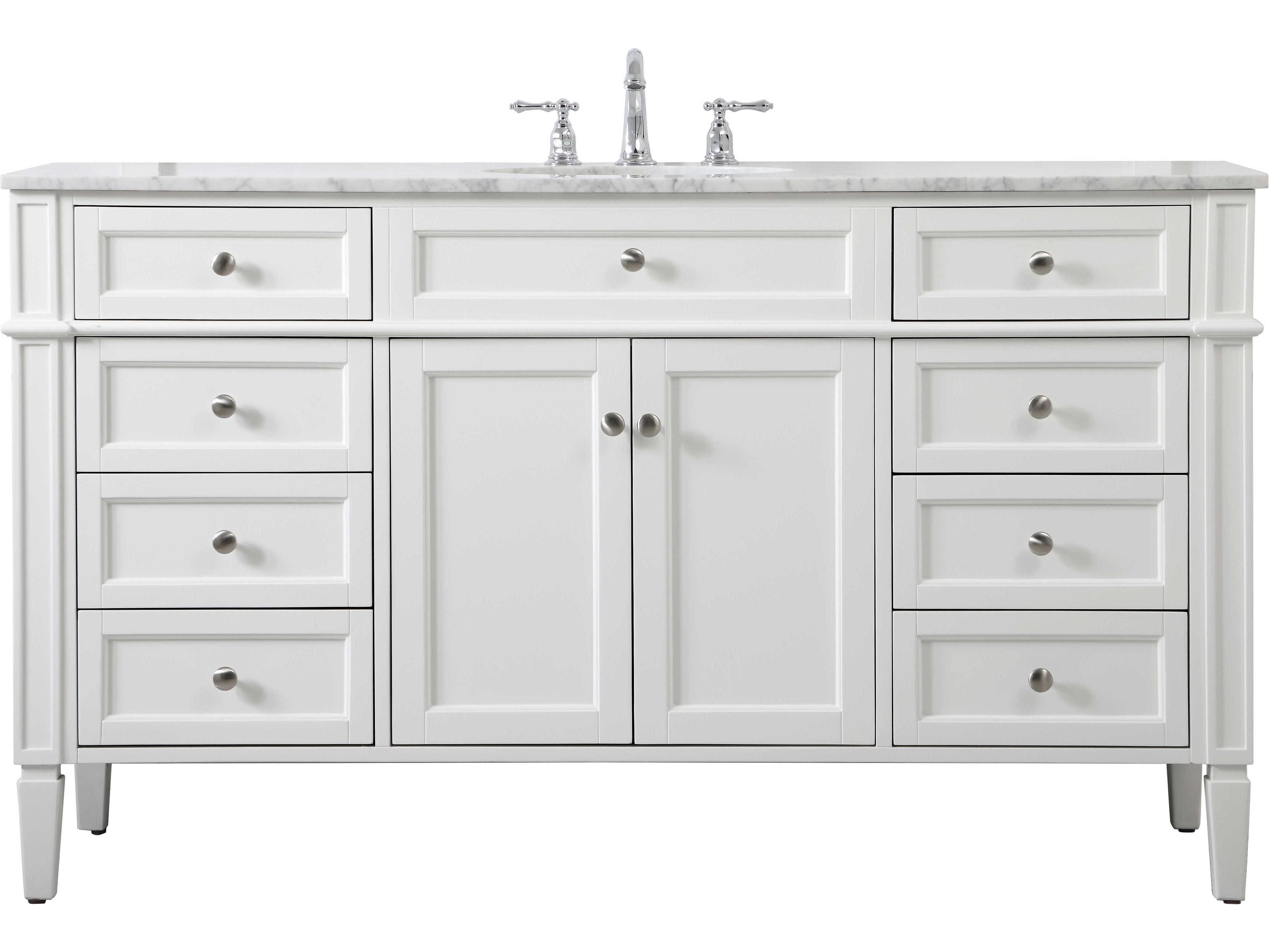 Park Avenue 60 Inch Single Bathroom Vanity in White