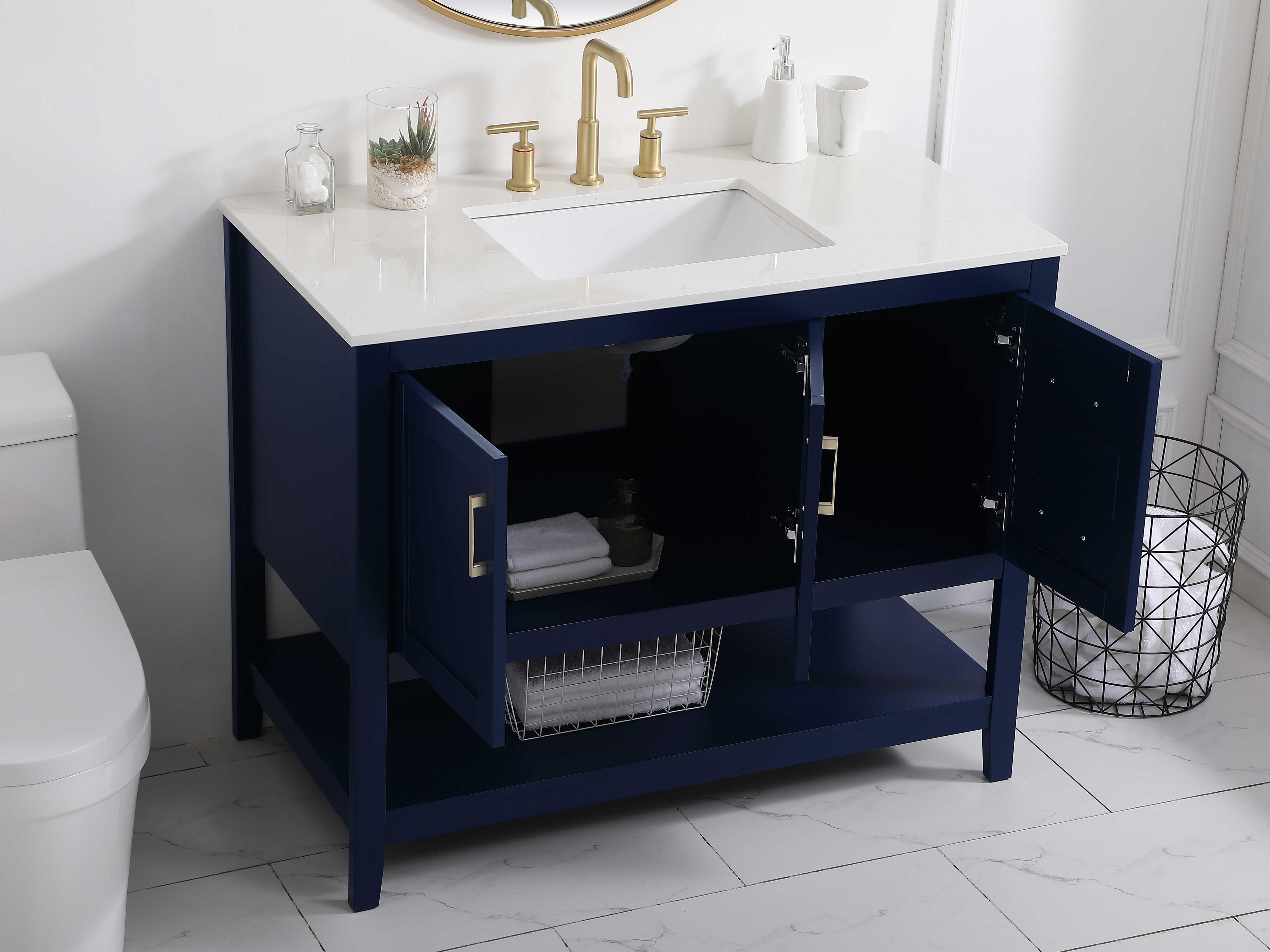 Elegant Lighting Aubrey Blue 42" Vanity with Backsplash