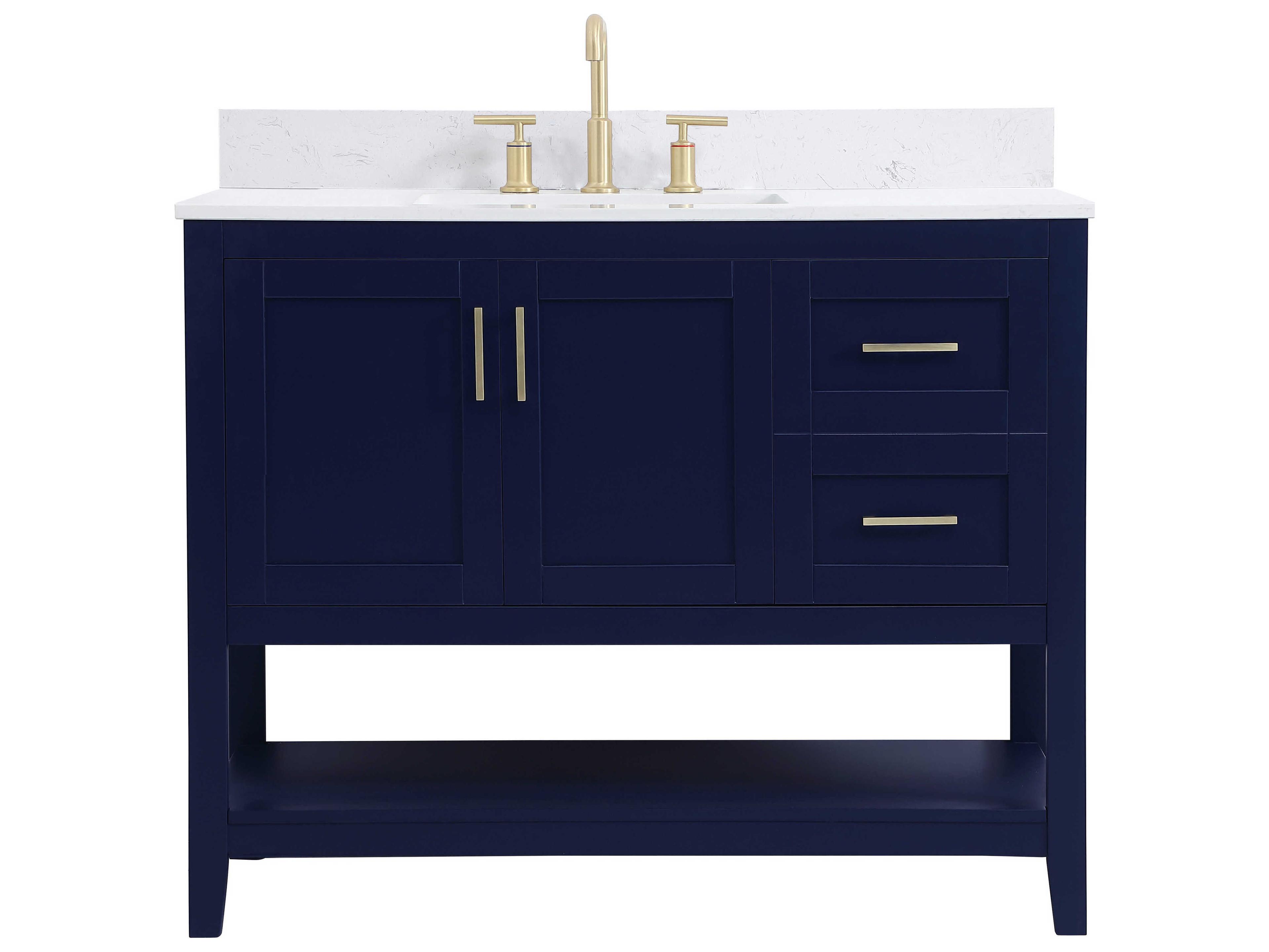 Aubrey Blue 42" Vanity with Backsplash