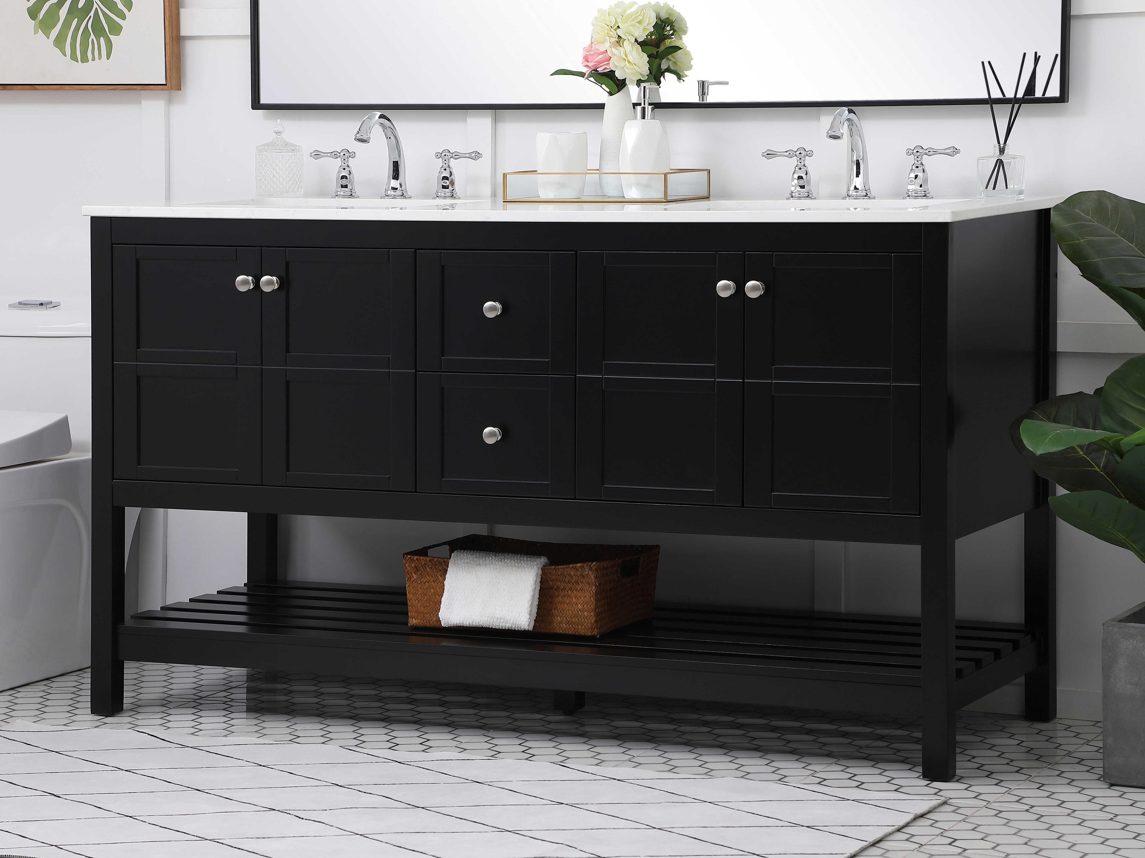 Elegant Lighting Theo Black 60" Vanity