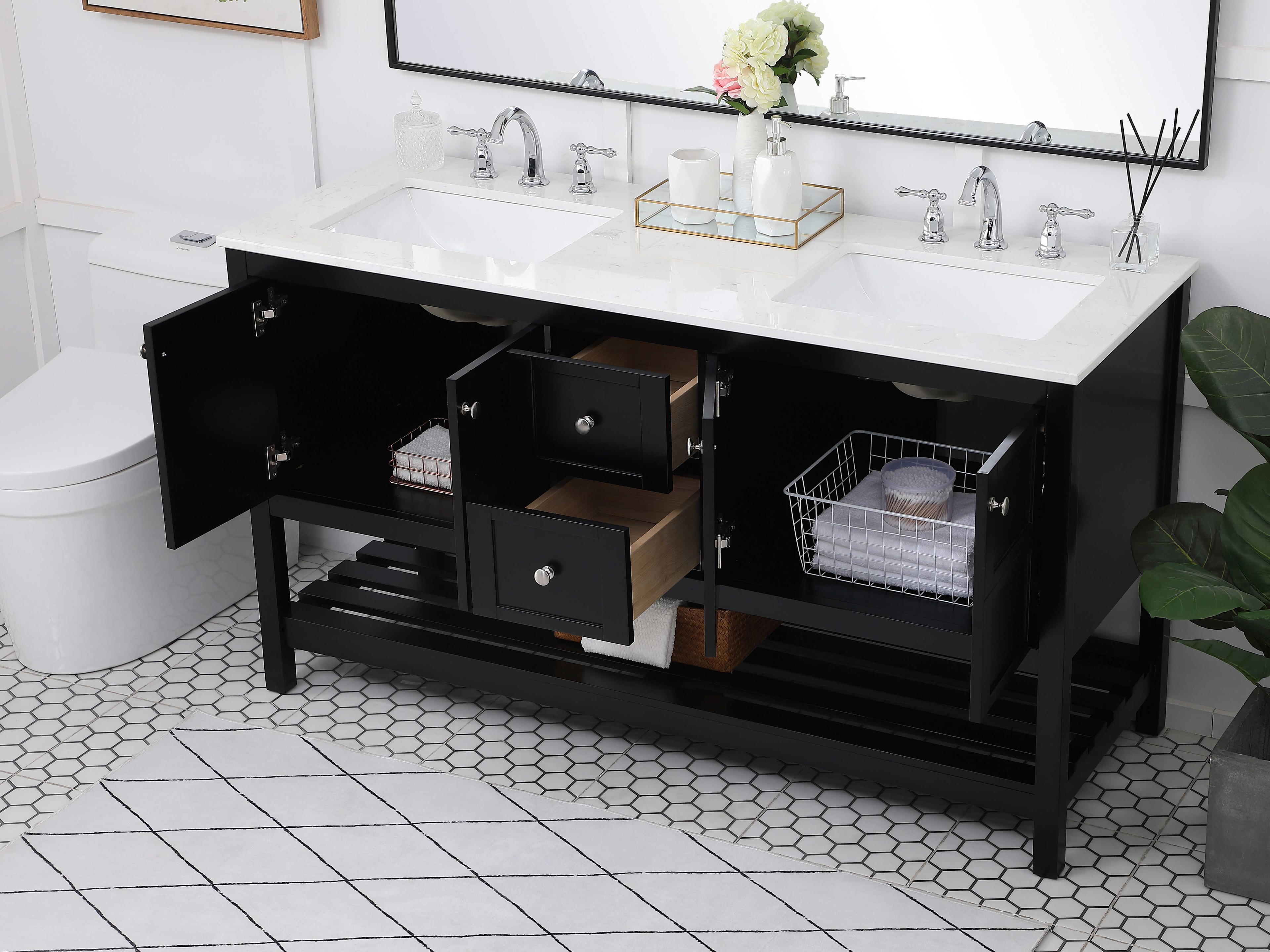 Elegant Lighting Theo Black 60" Vanity