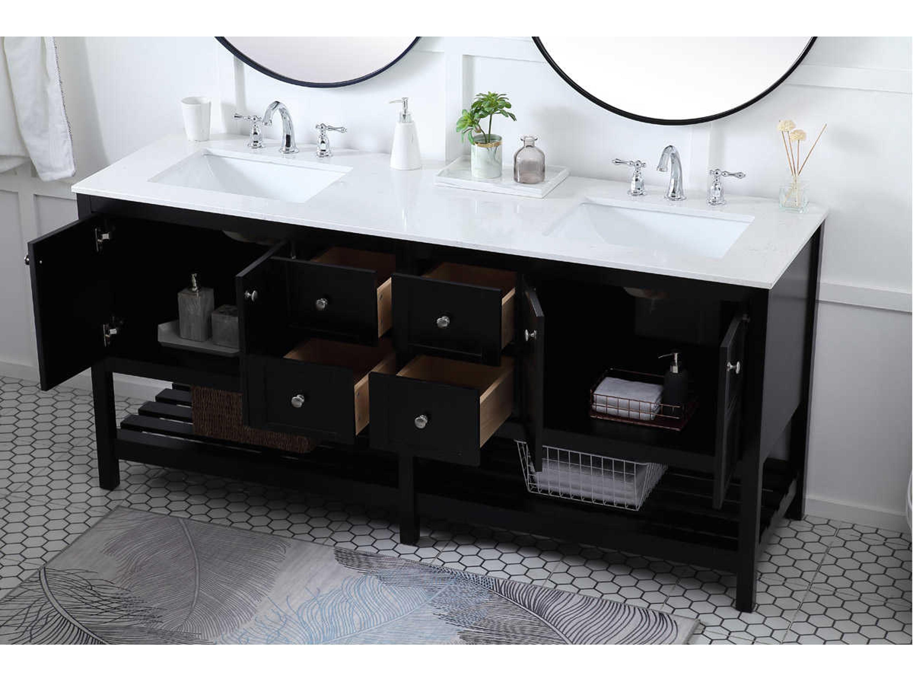 Elegant Lighting Theo Black 72" Vanity