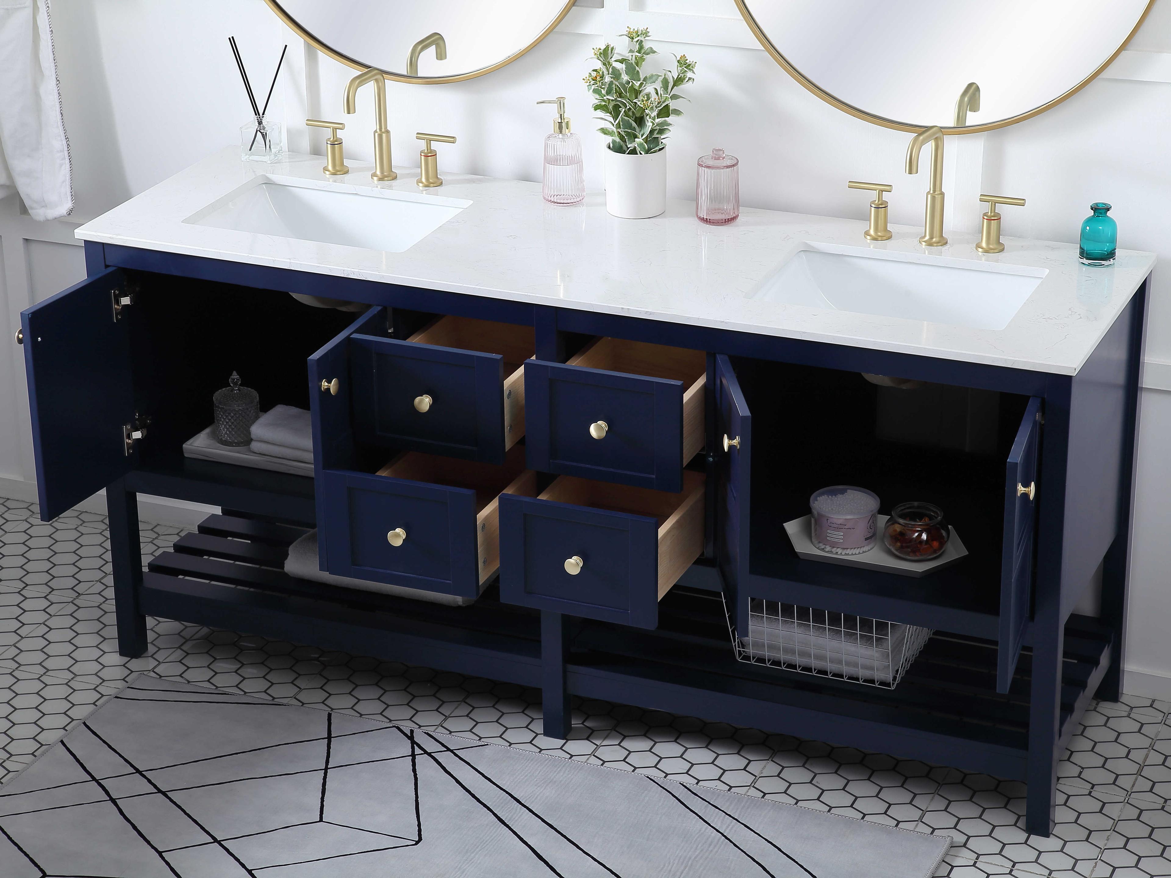 Elegant Lighting Theo Blue 72" Vanity