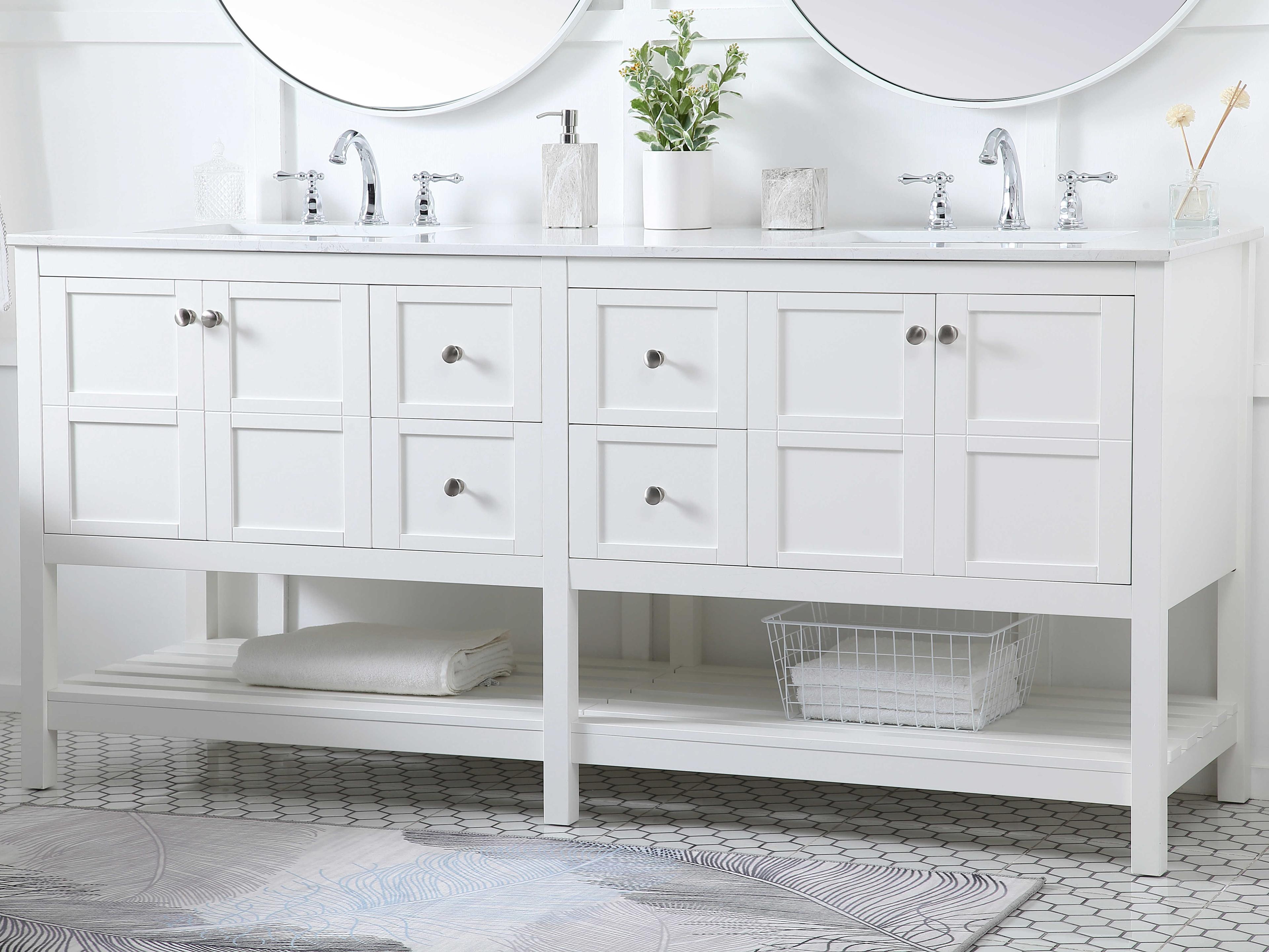 Elegant Lighting Theo White 72" Vanity