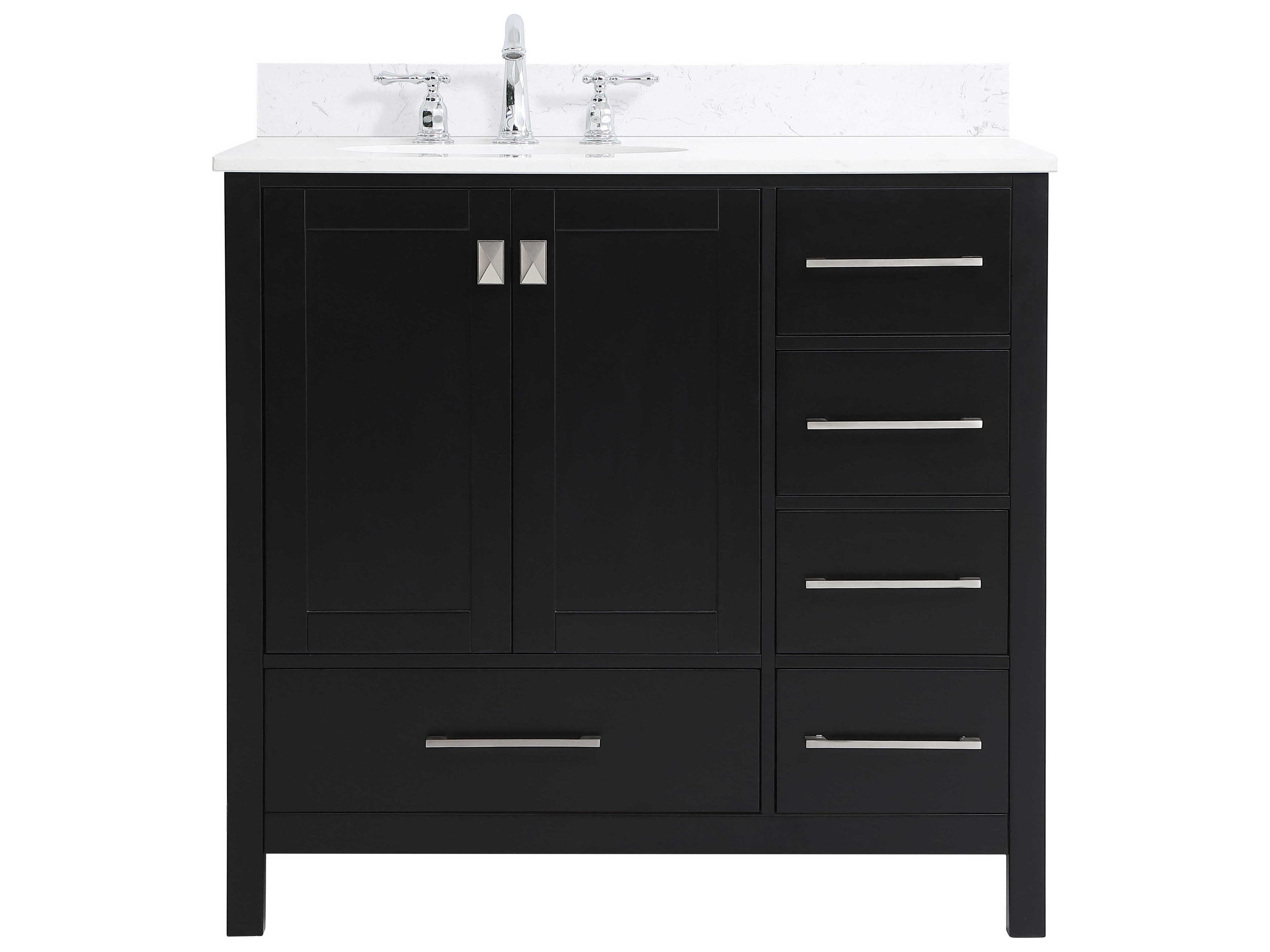 Irene Black 36" Vanity with Backsplash