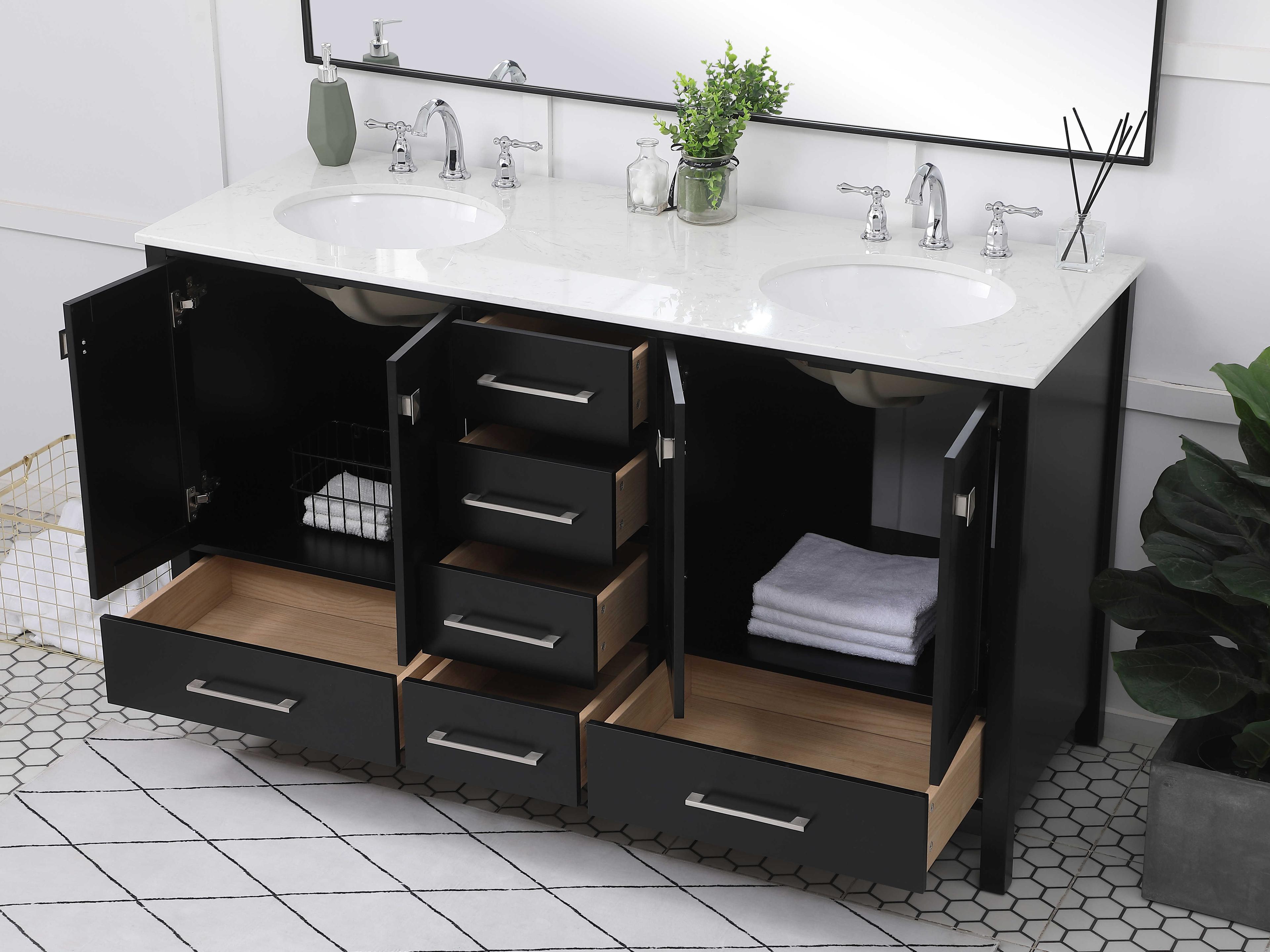 Elegant Lighting Irene Black 60" Vanity