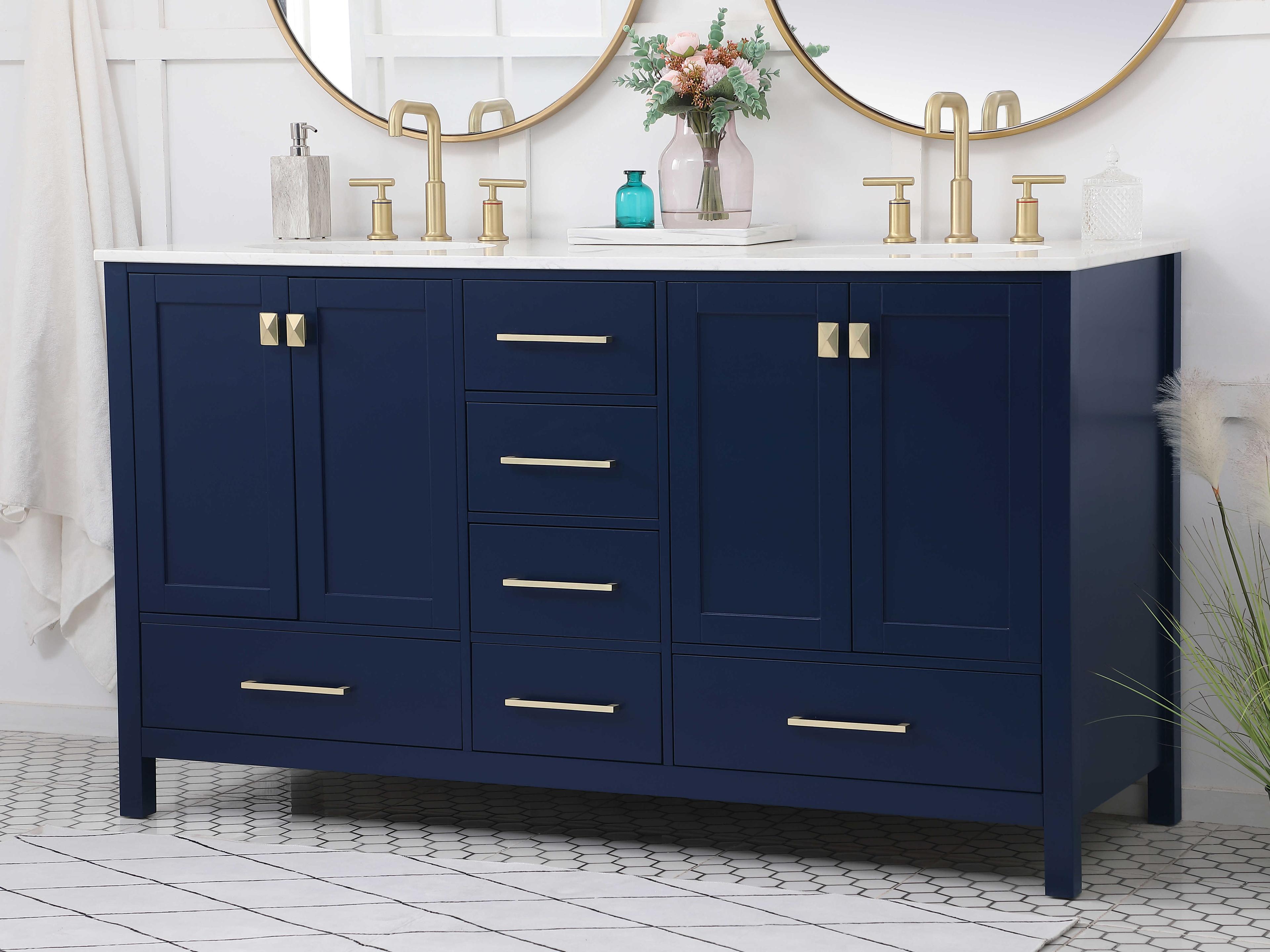 Elegant Lighting Irene Blue 60" Vanity