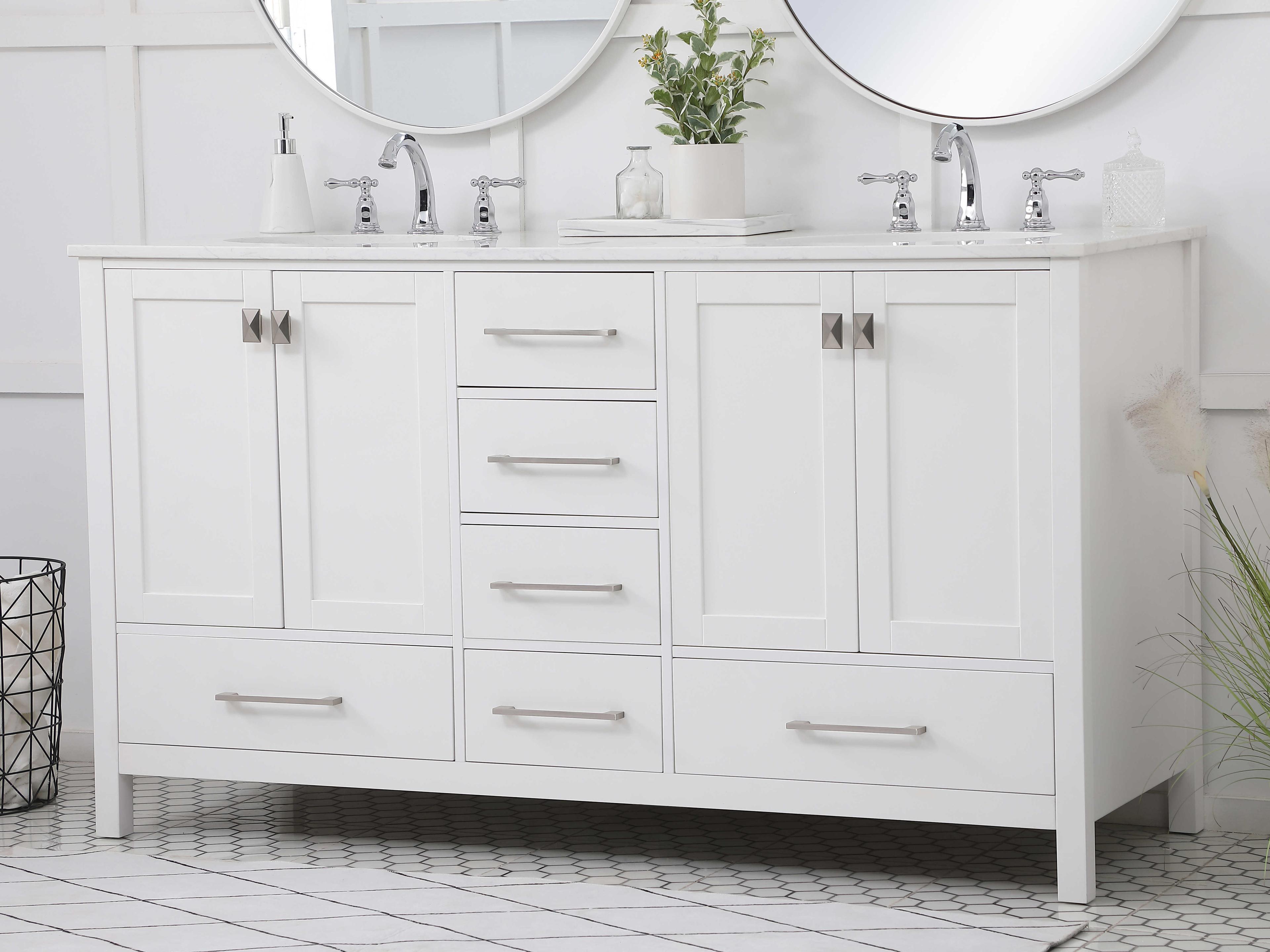 Elegant Lighting Irene White 60" Vanity