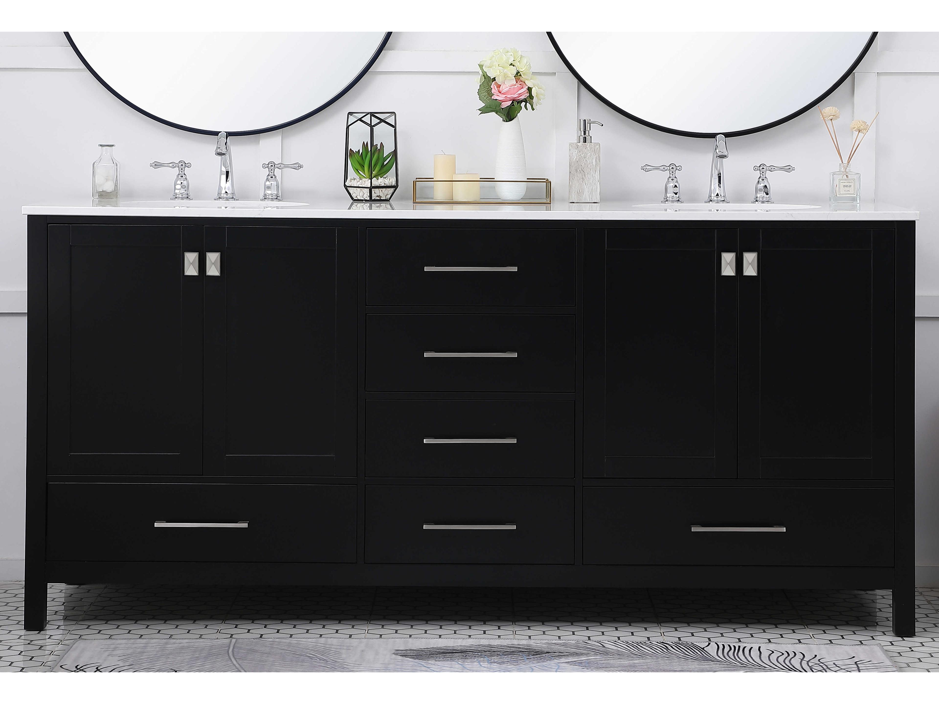 Elegant Lighting Irene Black 72" Vanity