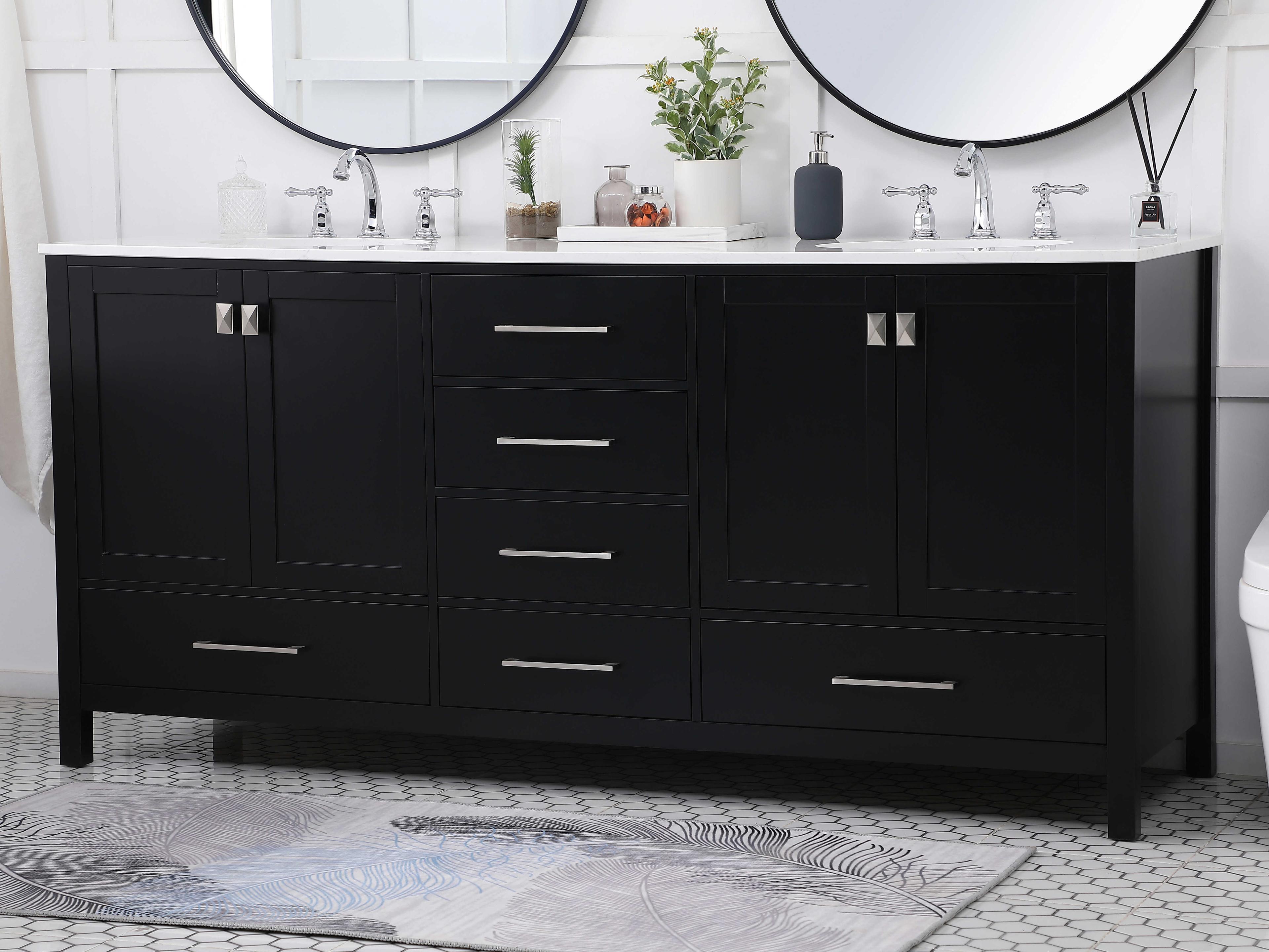Elegant Lighting Irene Black 72" Vanity