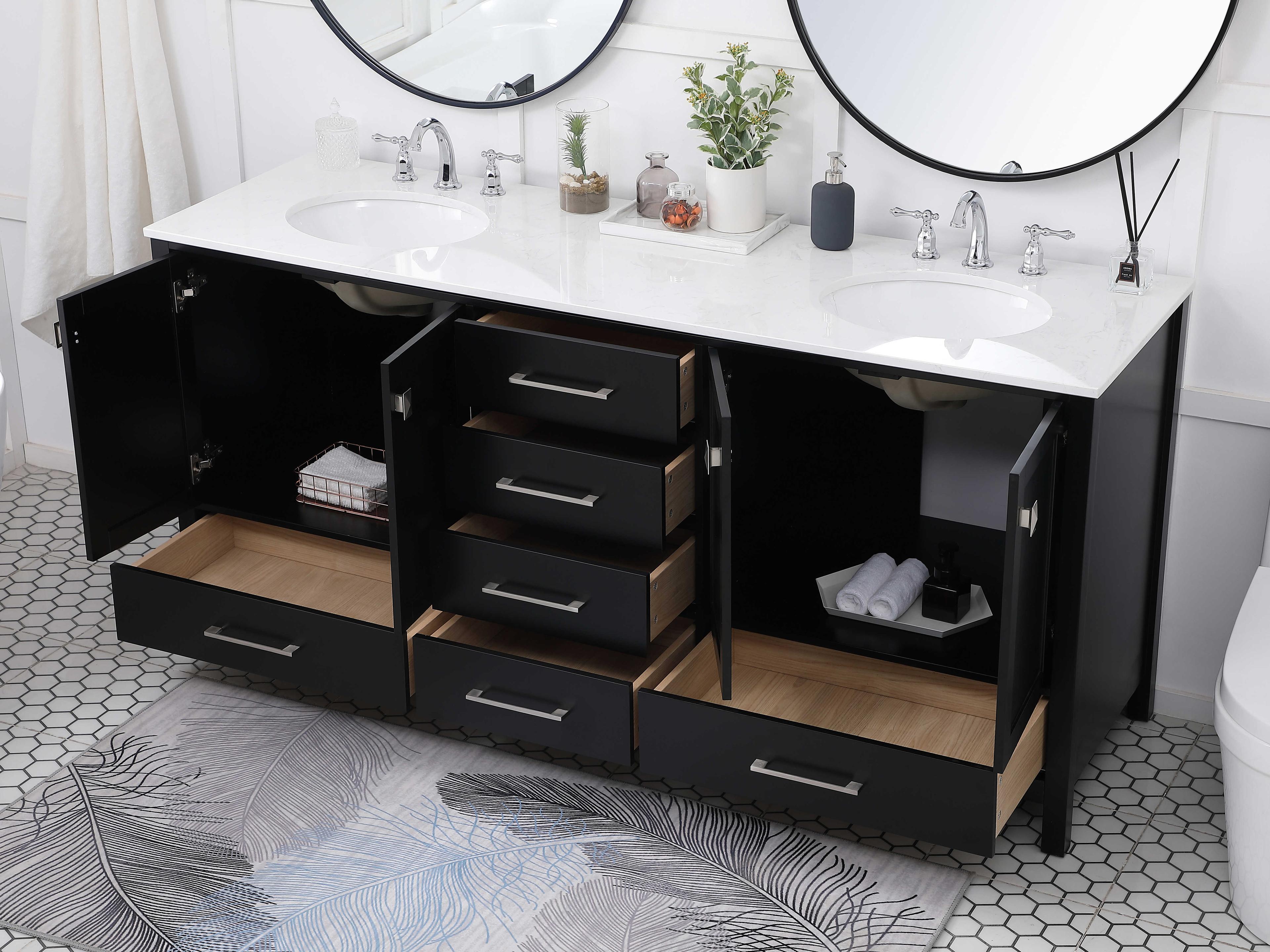 Elegant Lighting Irene Black 72" Vanity