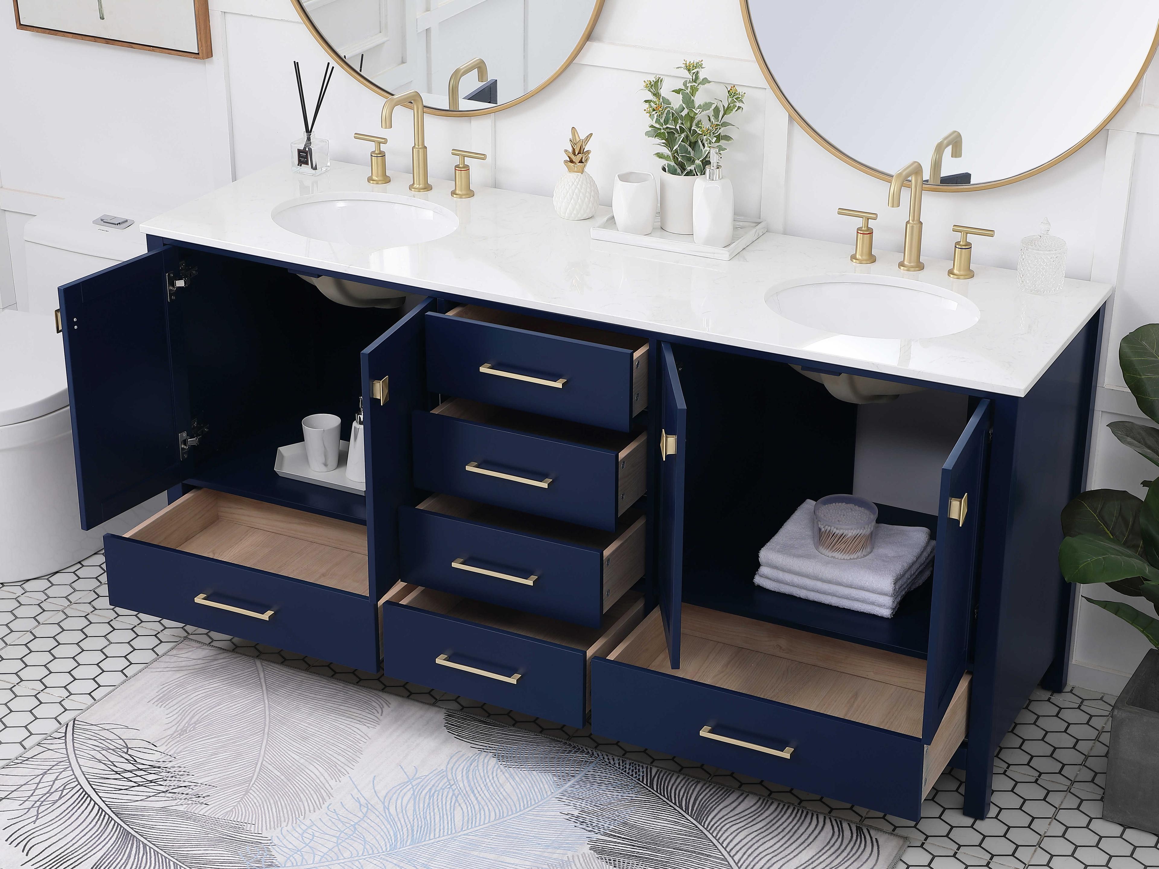Elegant Lighting Irene Blue 72" Vanity