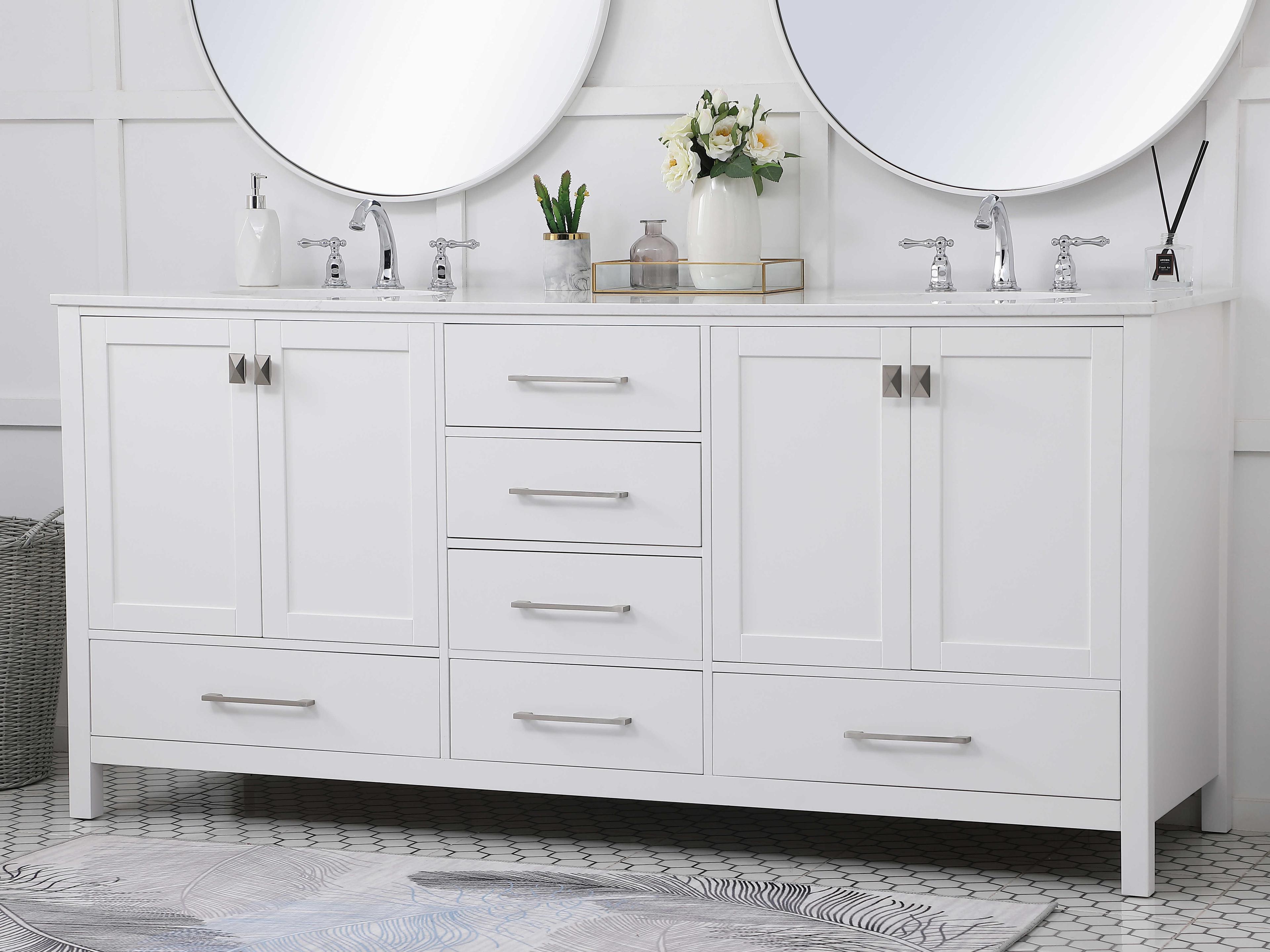 Elegant Lighting Irene White 72" Vanity